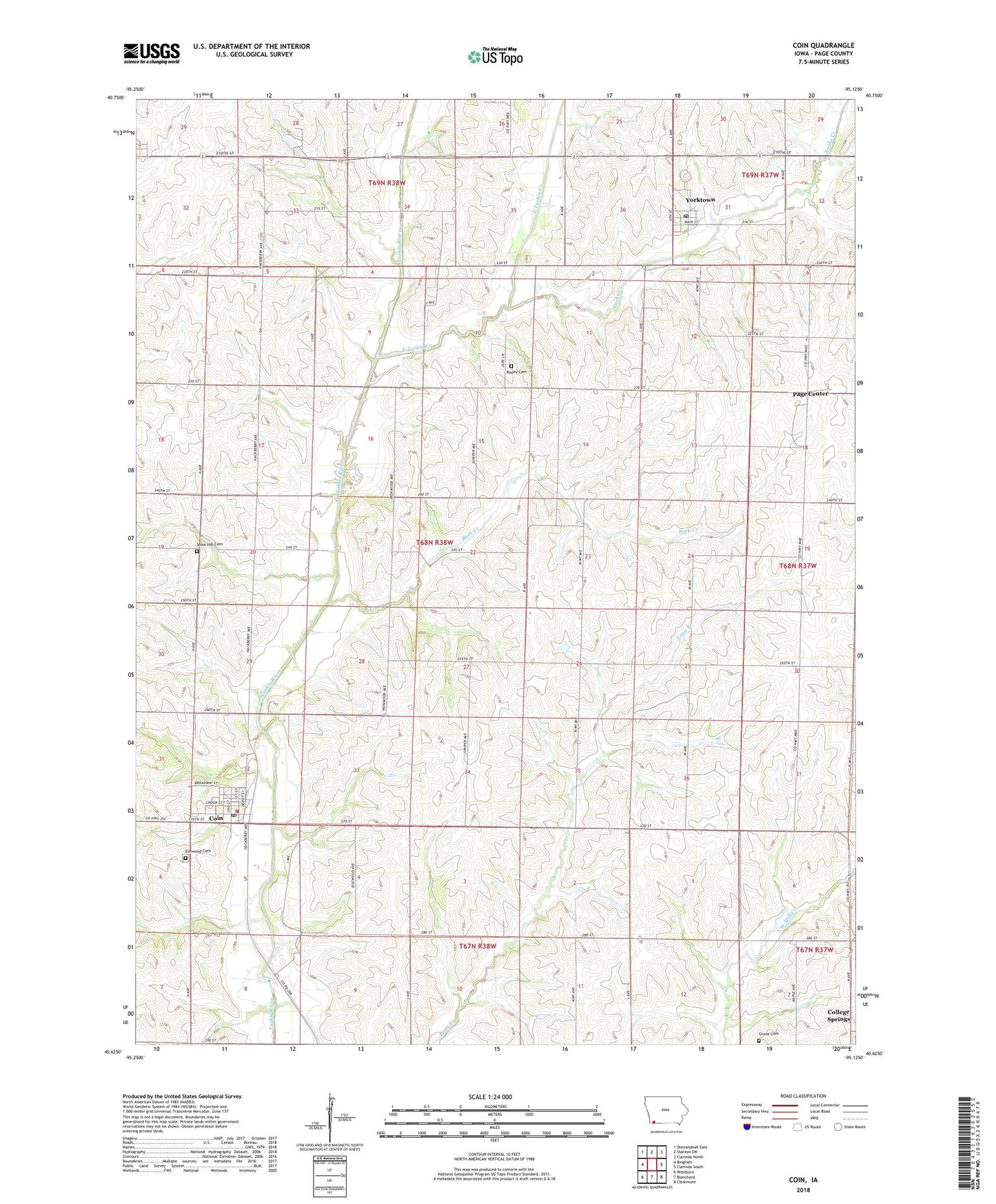Coin Iowa US Topo Map Image