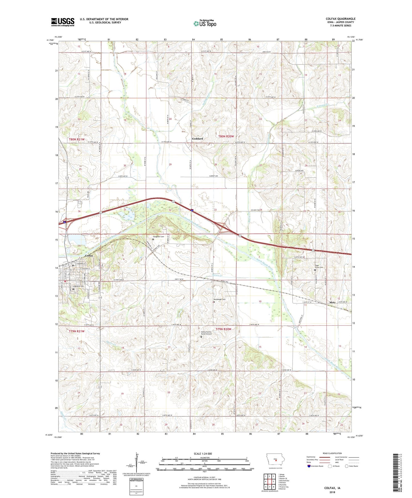 Colfax Iowa US Topo Map Image