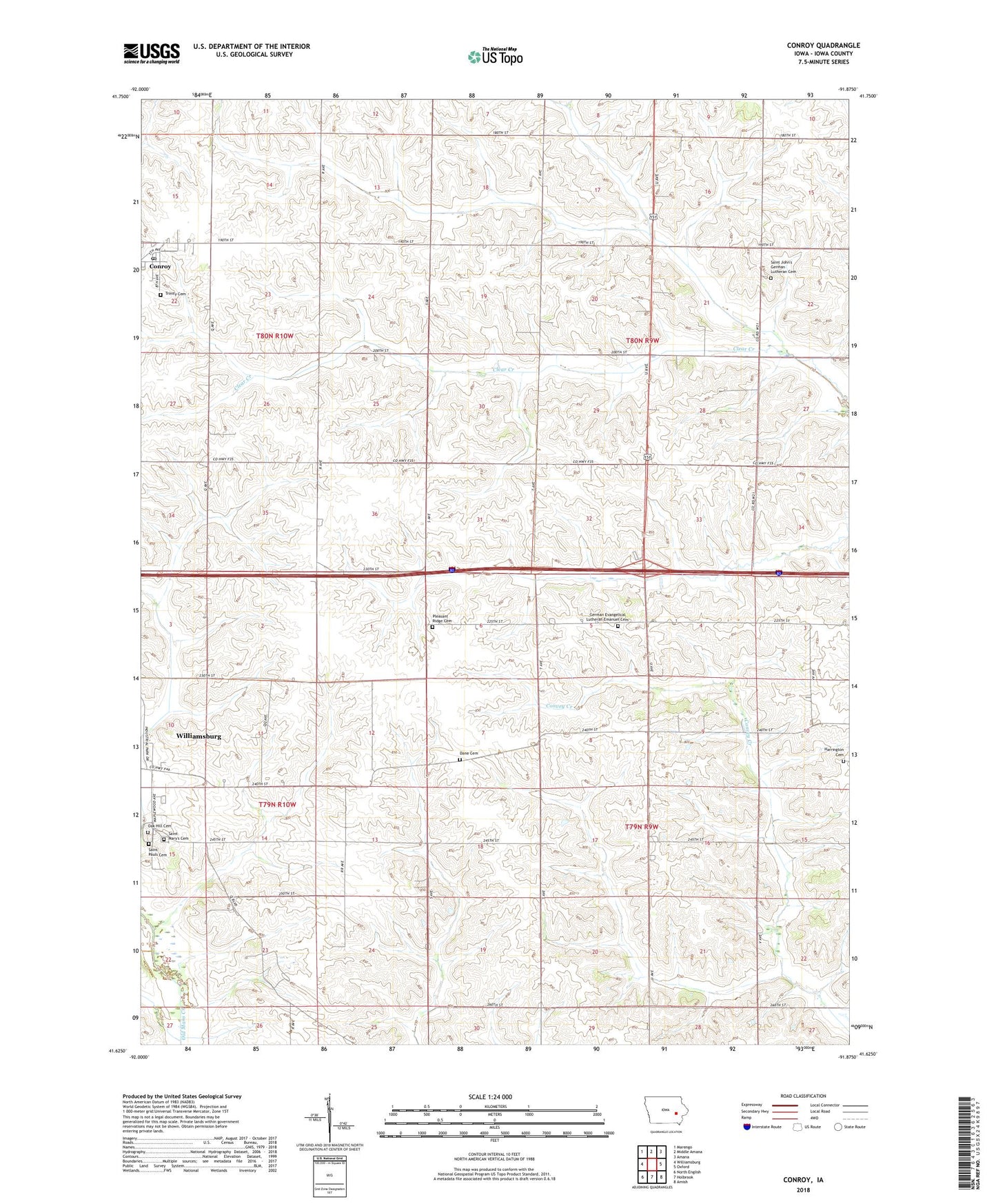 Conroy Iowa US Topo Map Image