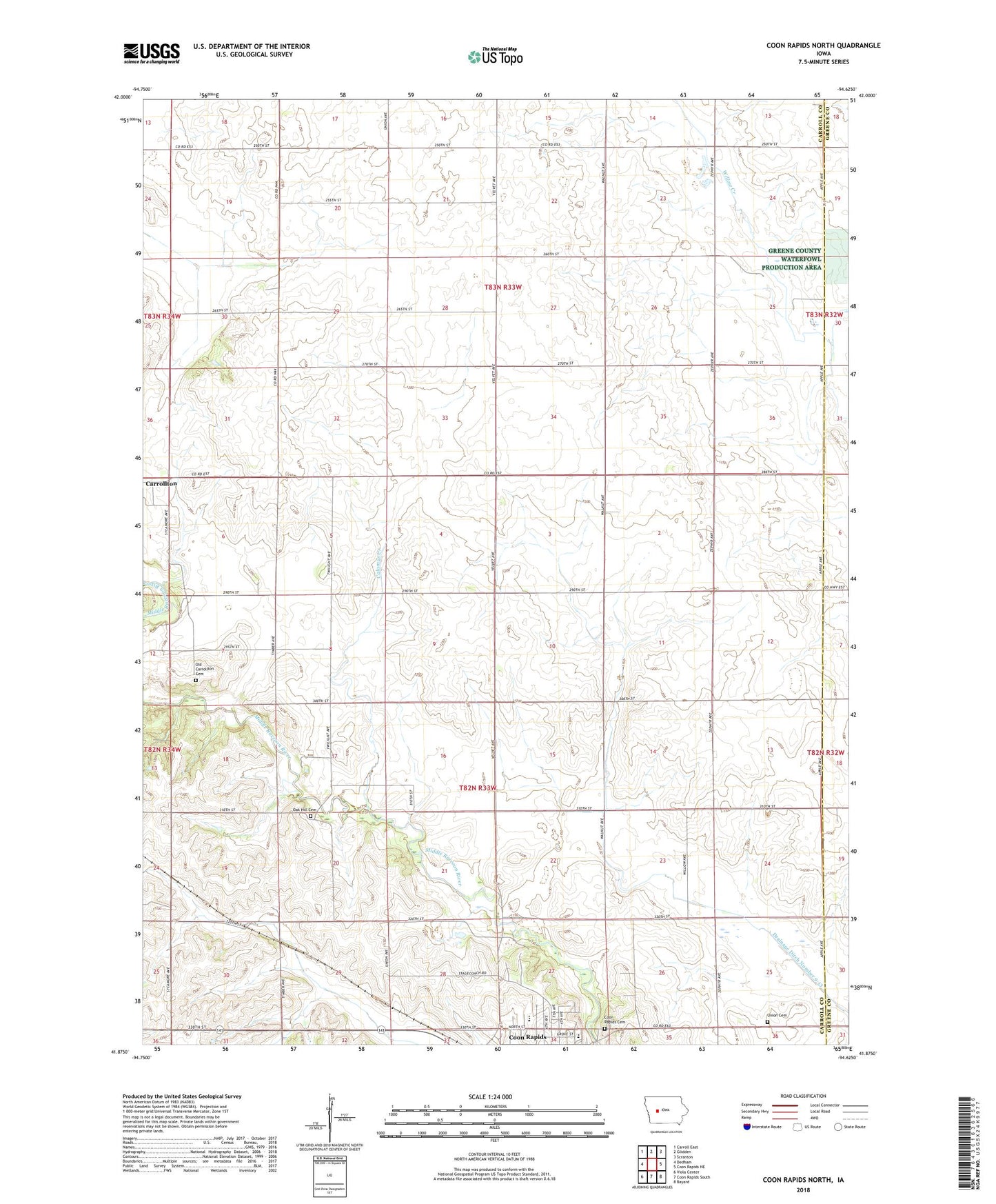 Coon Rapids North Iowa US Topo Map Image