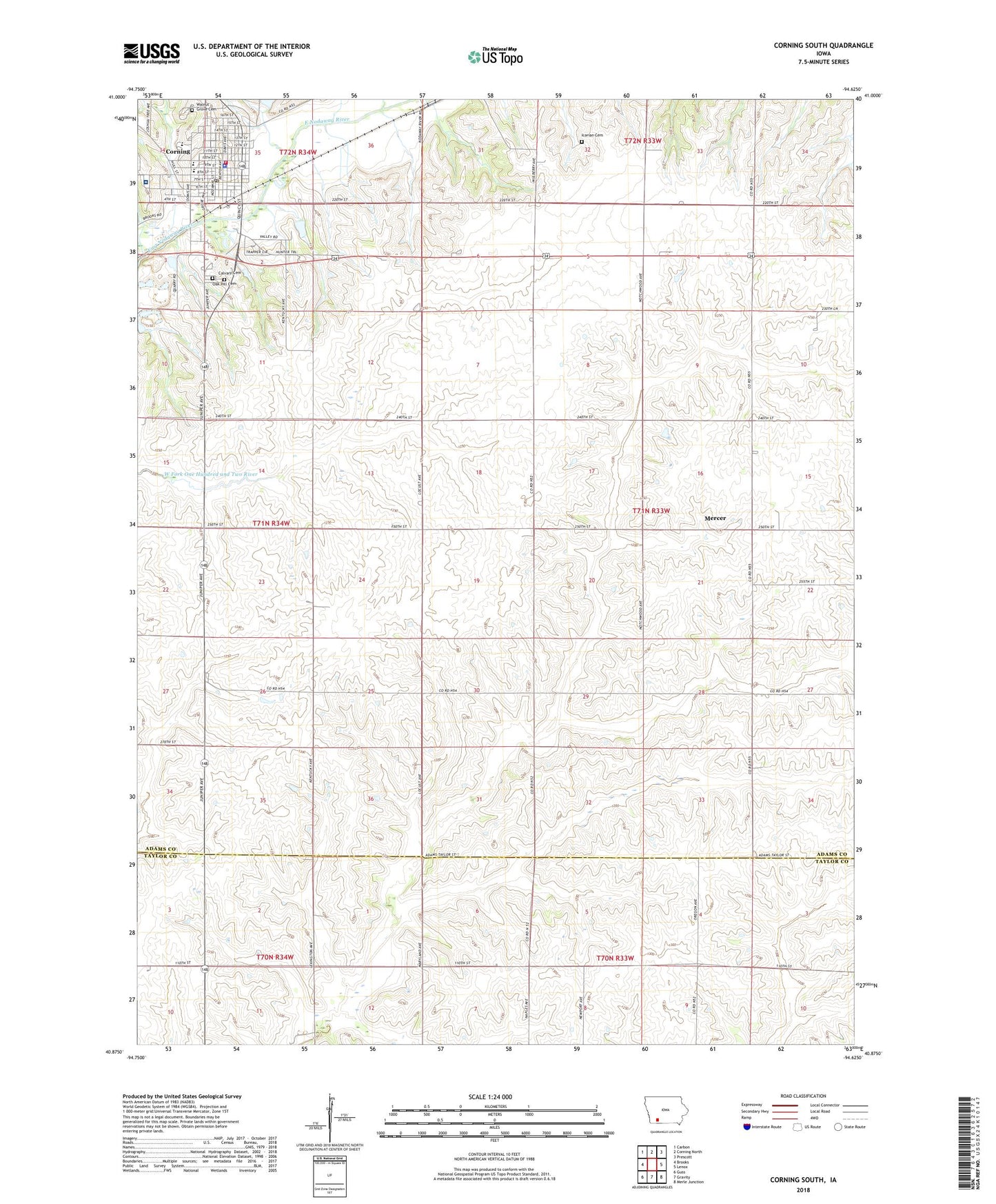 Corning South Iowa US Topo Map Image