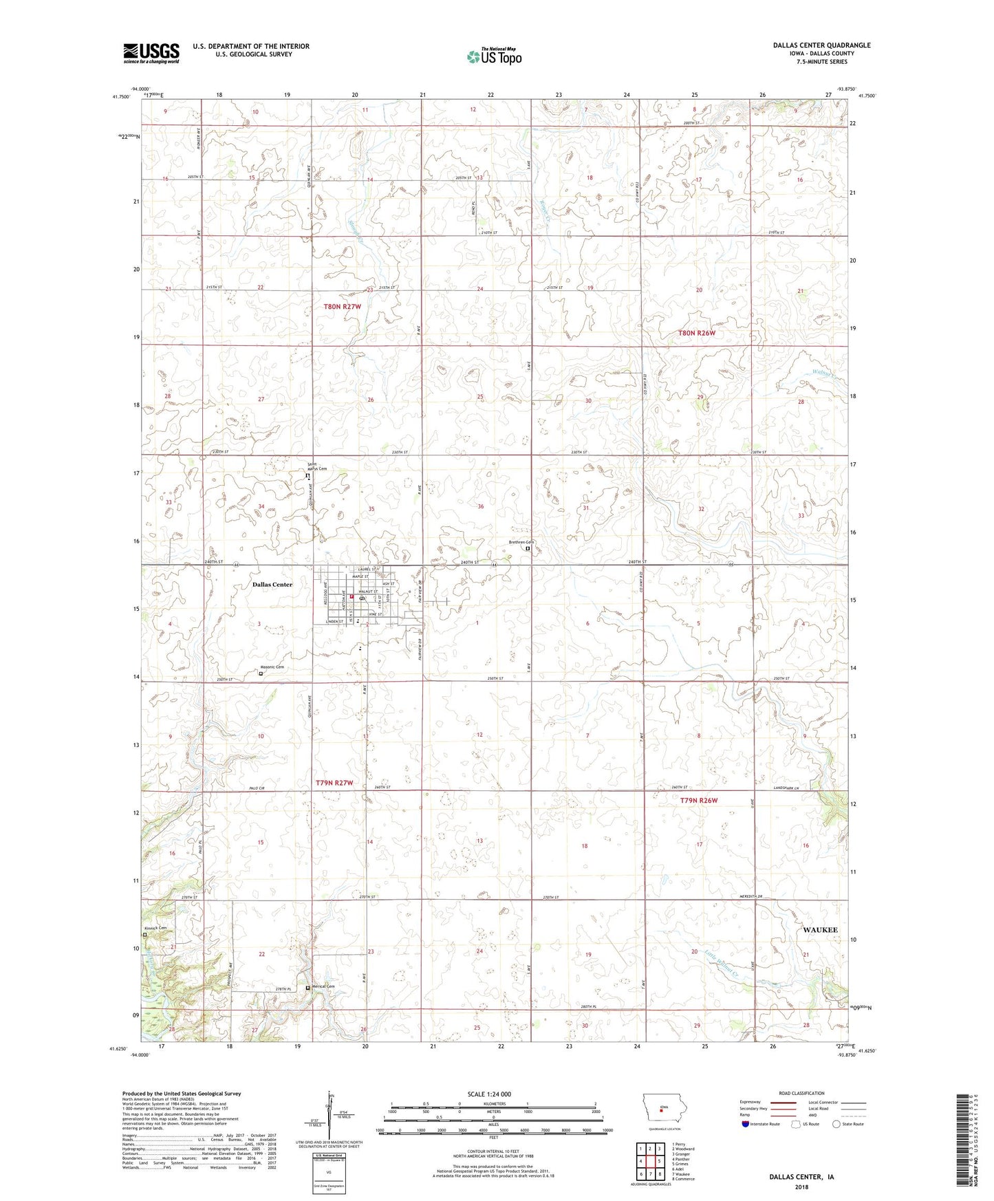 Dallas Center Iowa US Topo Map Image