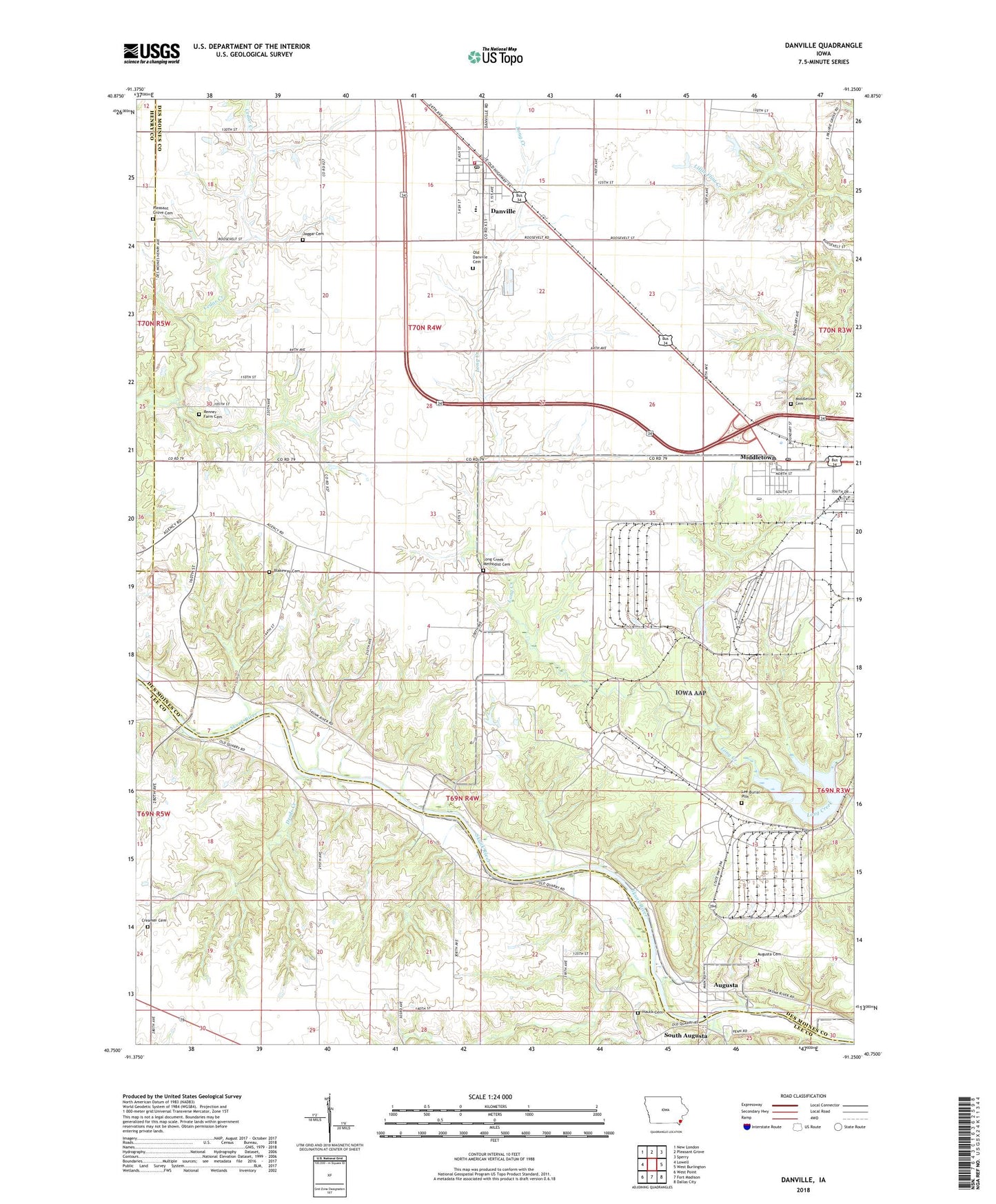 Danville Iowa US Topo Map Image
