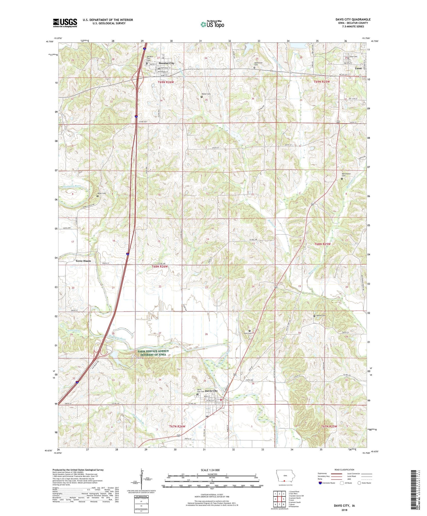 Davis City Iowa US Topo Map Image