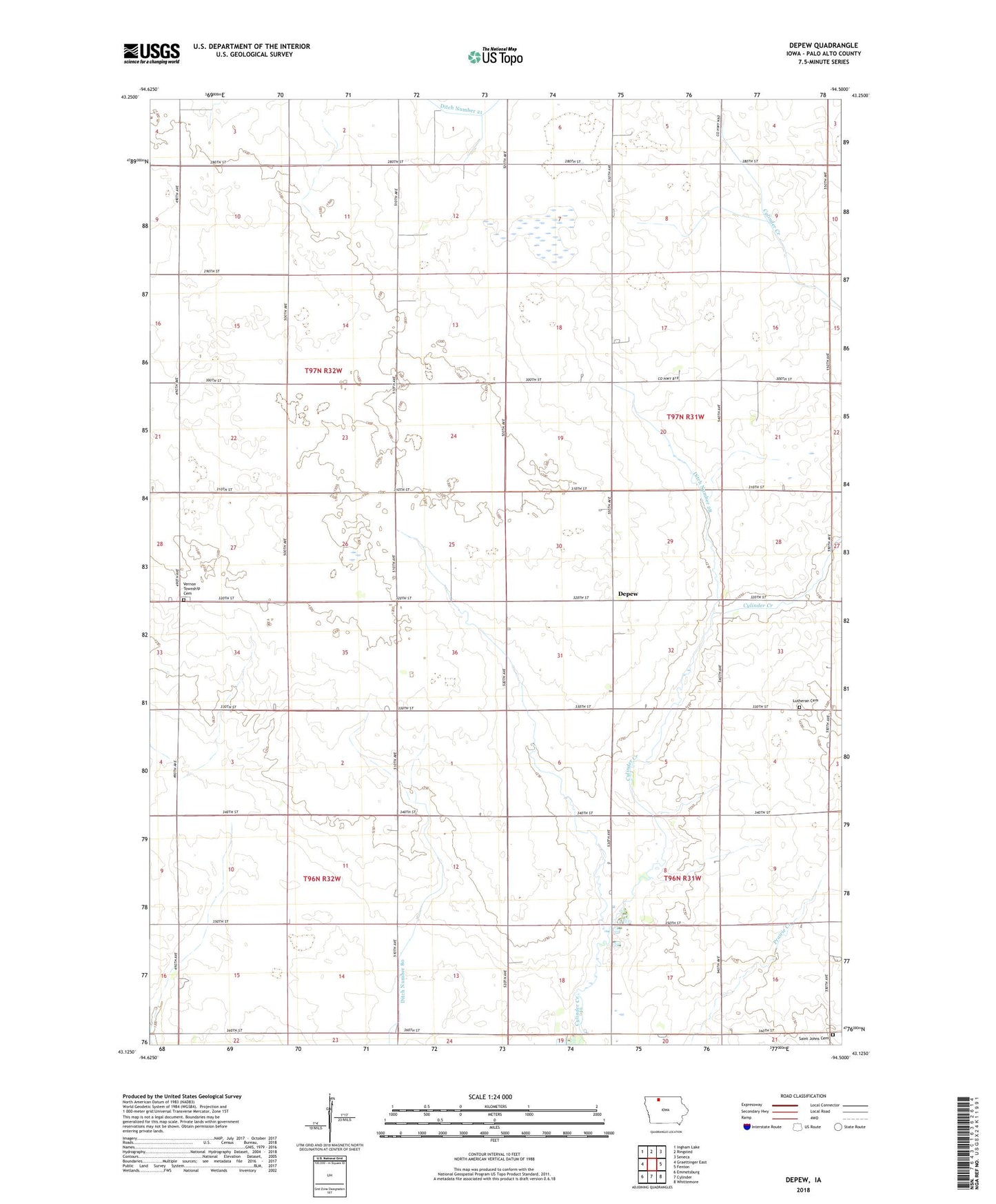 Depew Iowa US Topo Map Image