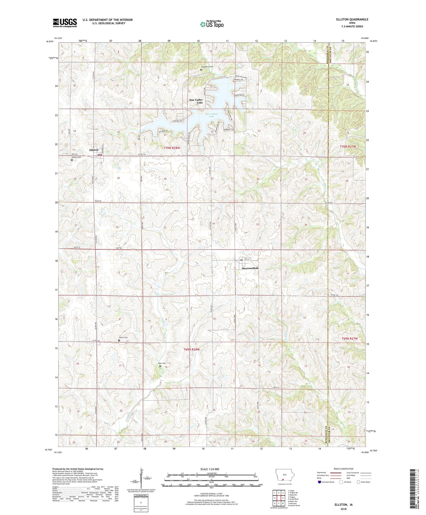 Ellston Iowa US Topo Map Image