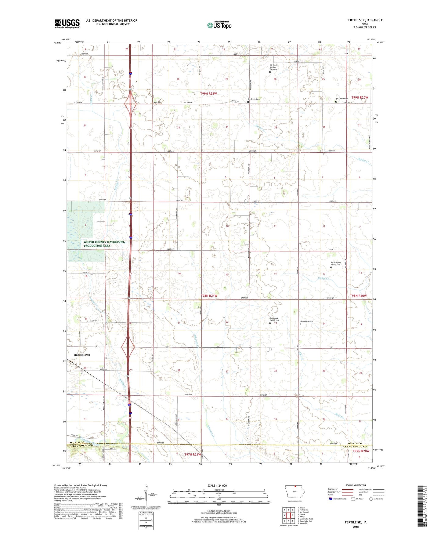 Fertile SE Iowa US Topo Map Image