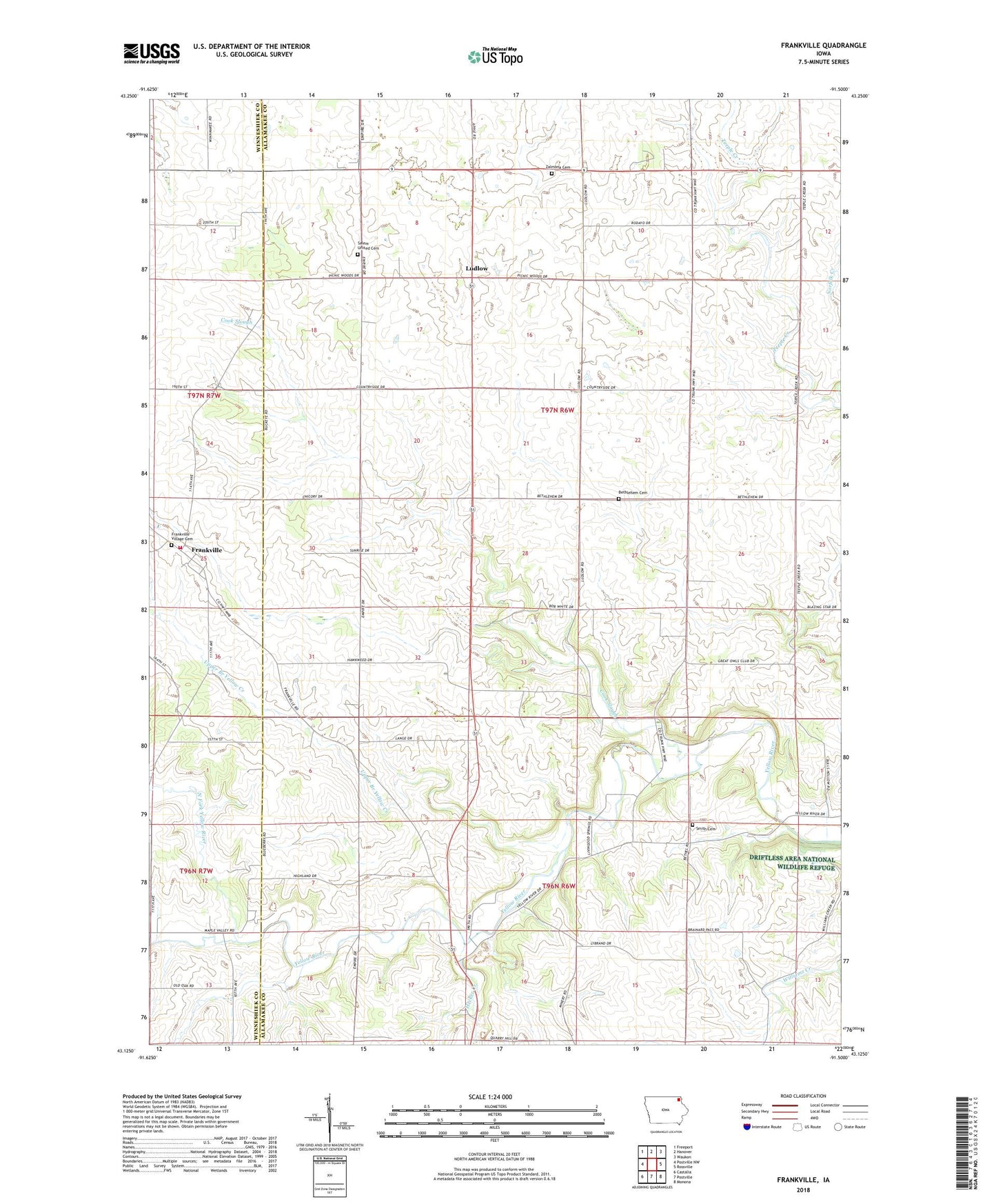 Frankville Iowa US Topo Map Image