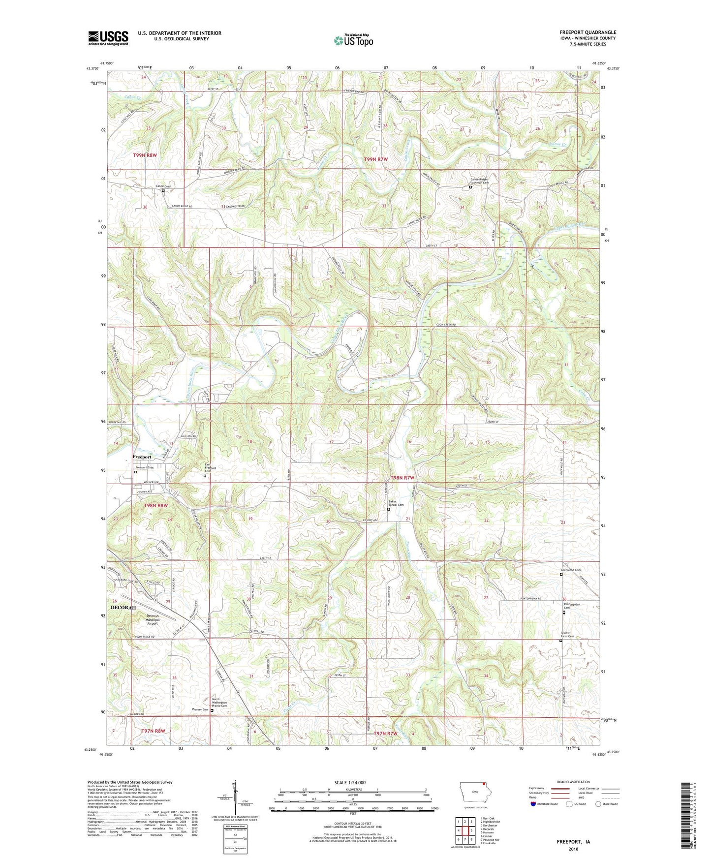 Freeport Iowa US Topo Map Image