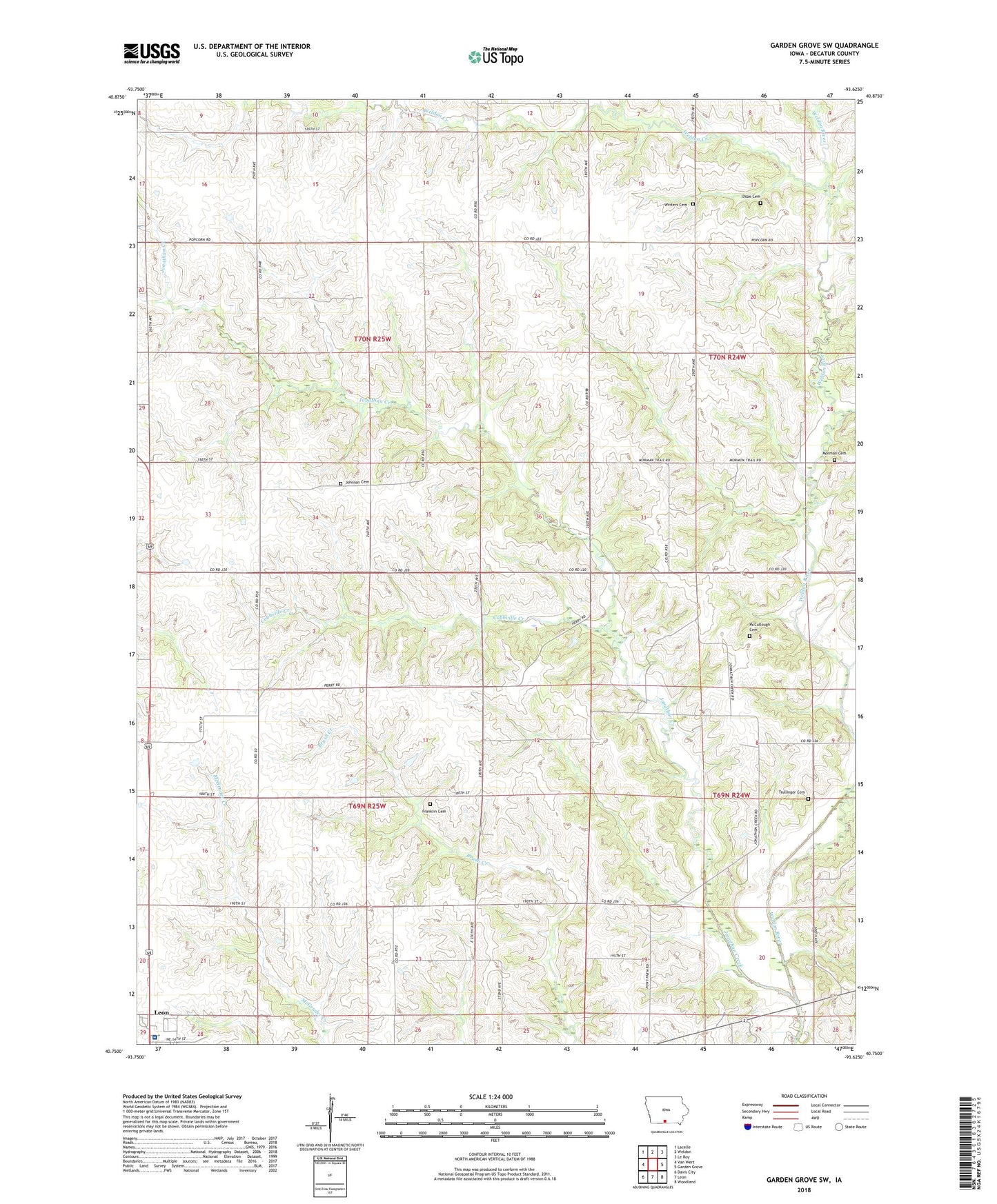 Garden Grove SW Iowa US Topo Map Image