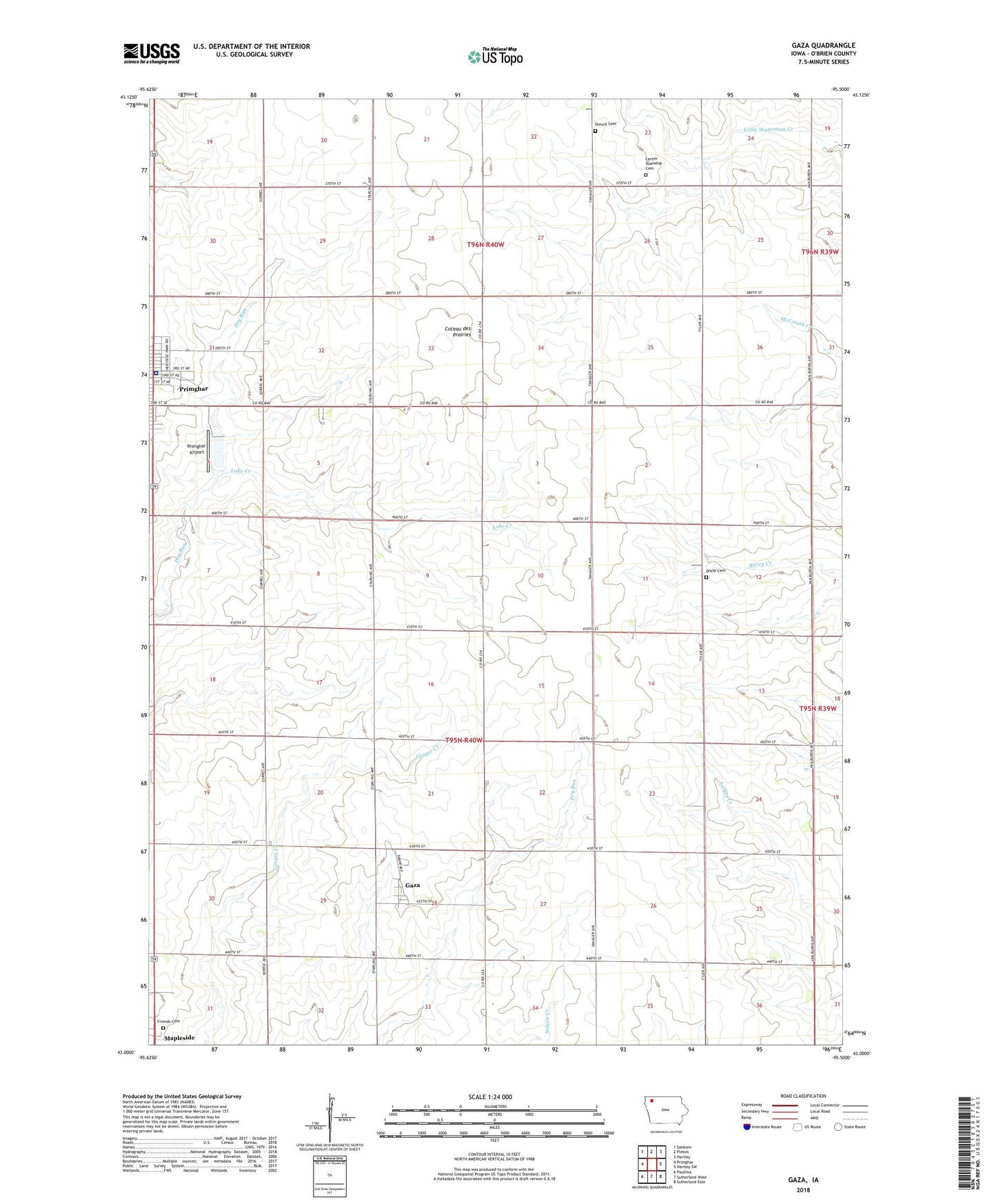 Gaza Iowa US Topo Map Image