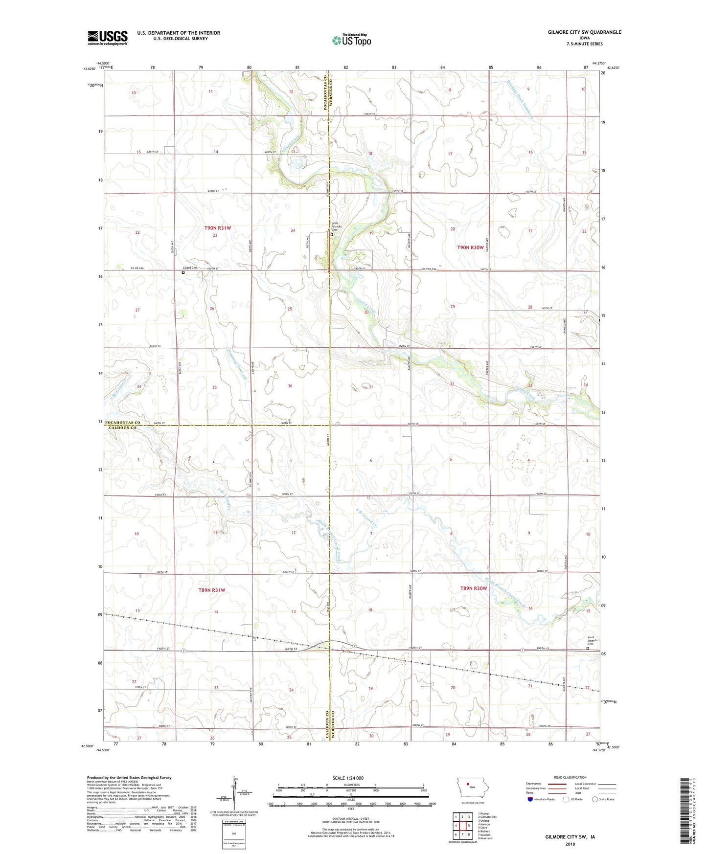 Gilmore City SW Iowa US Topo Map Image