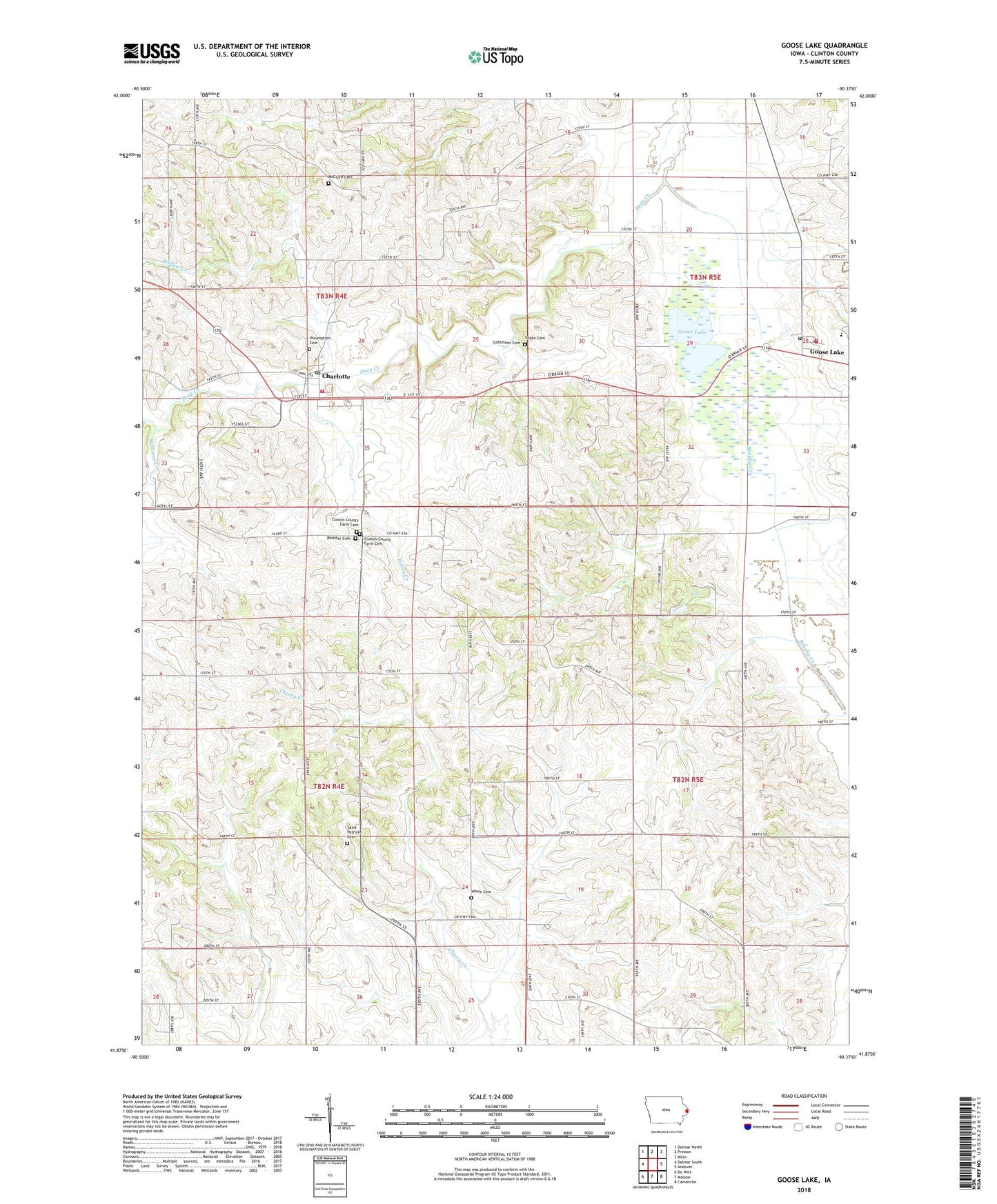 Goose Lake Iowa US Topo Map Image