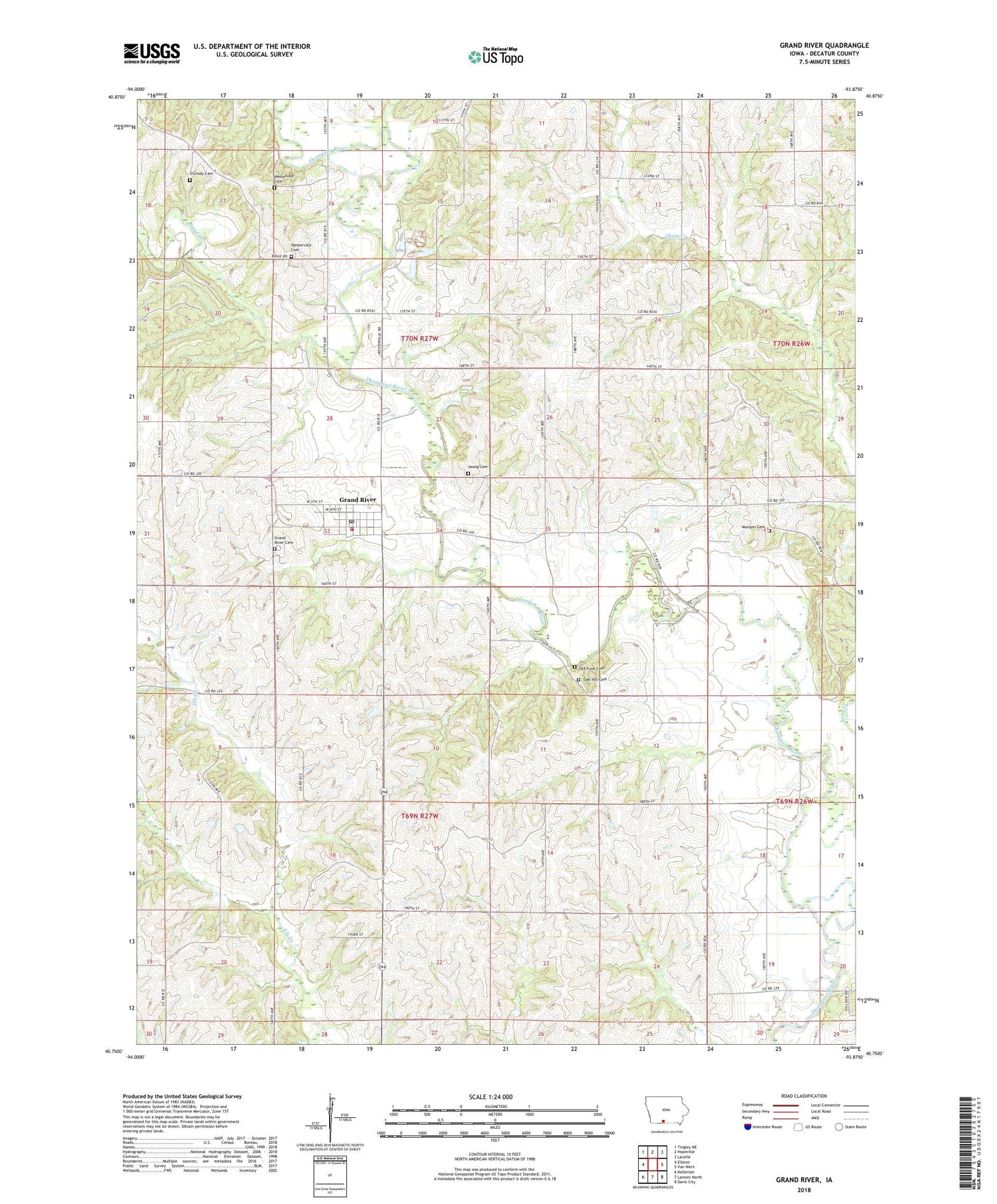 Grand River Iowa US Topo Map Image