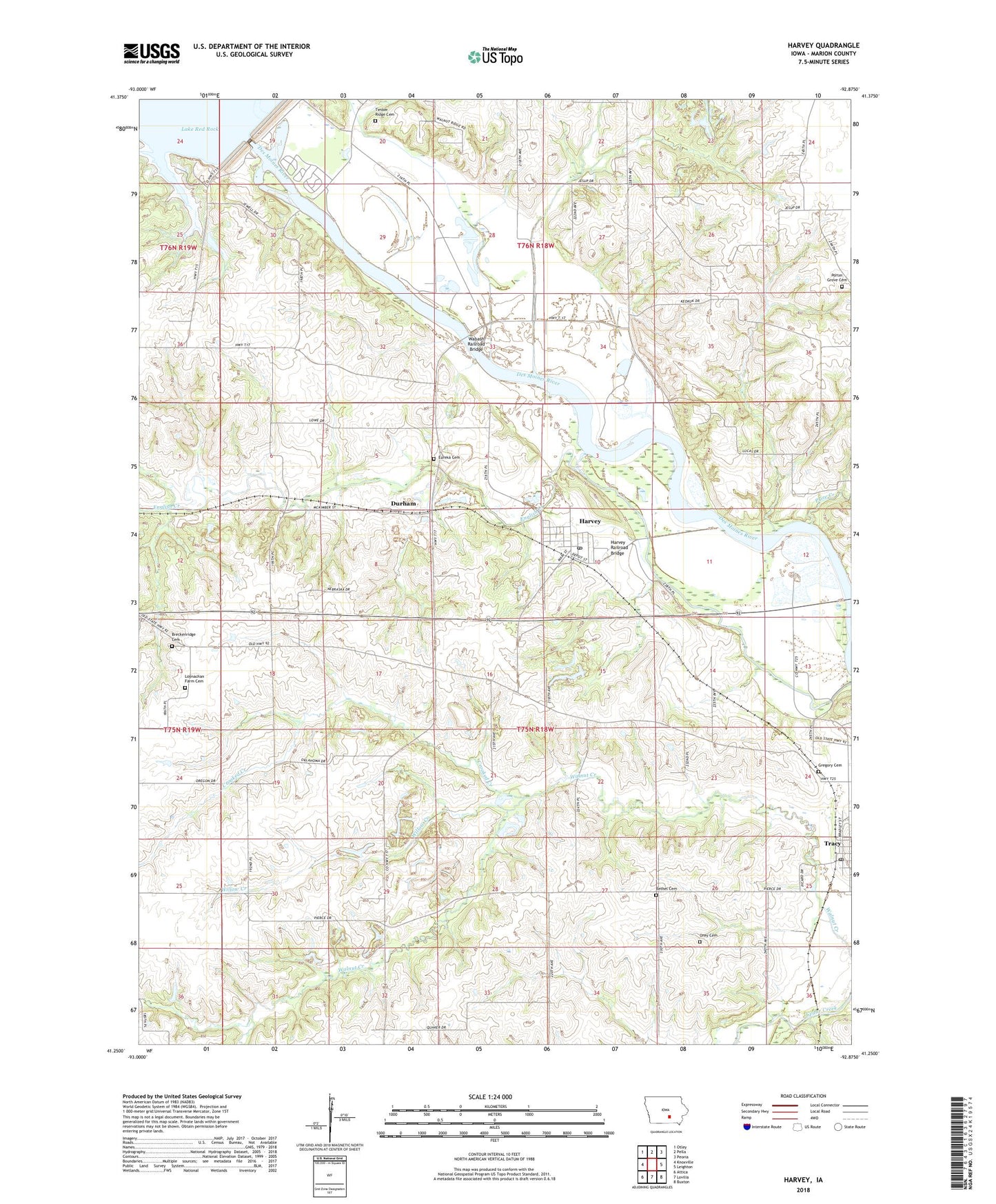 Harvey Iowa US Topo Map Image