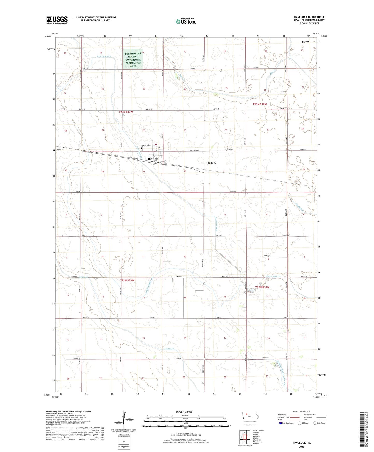 Havelock Iowa US Topo Map Image