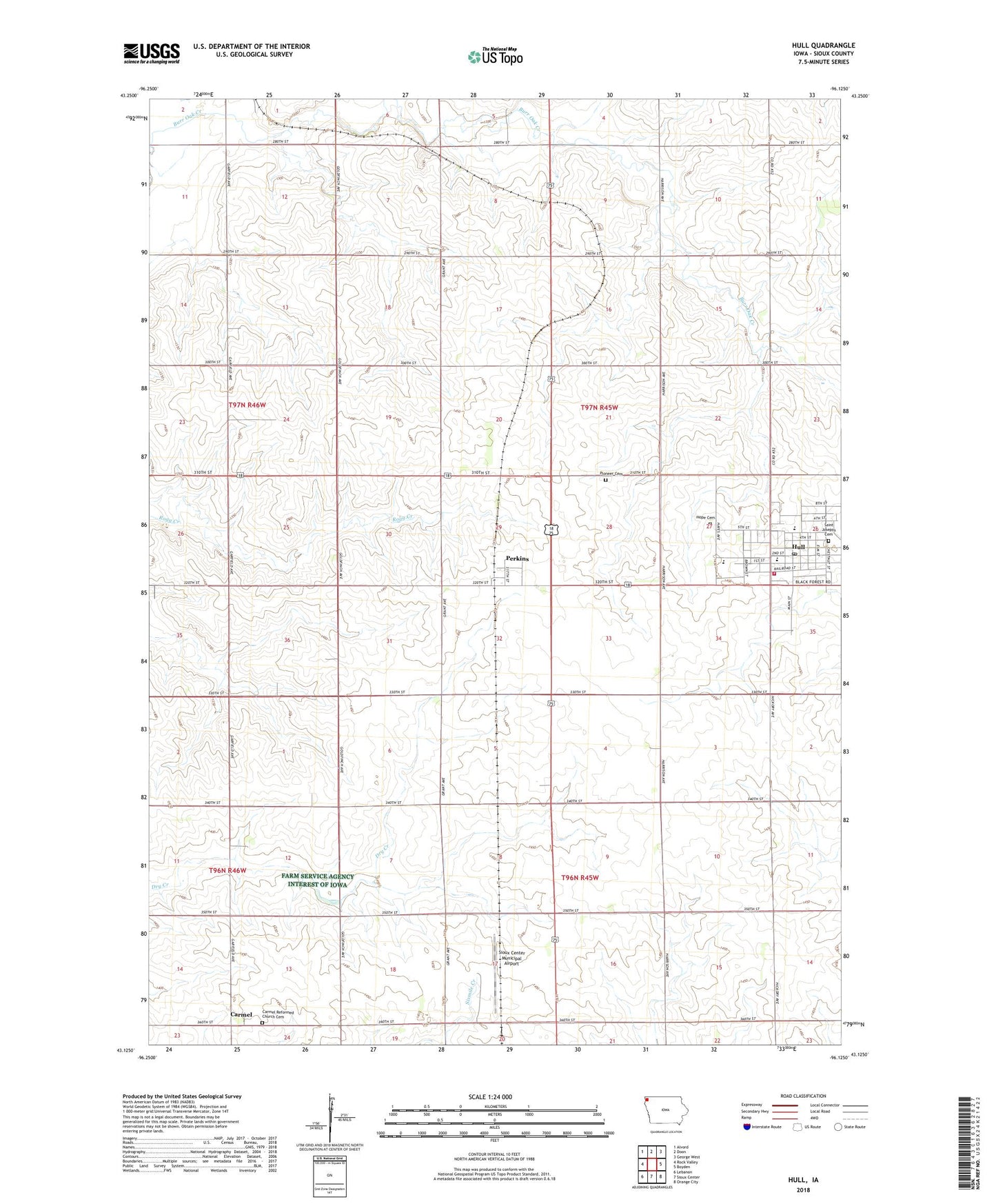 Hull Iowa US Topo Map Image
