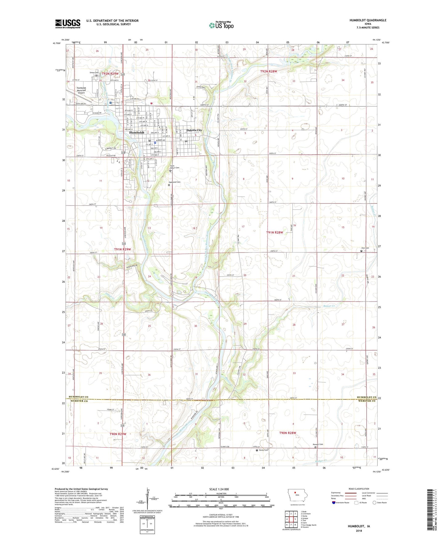 Humboldt Iowa US Topo Map Image