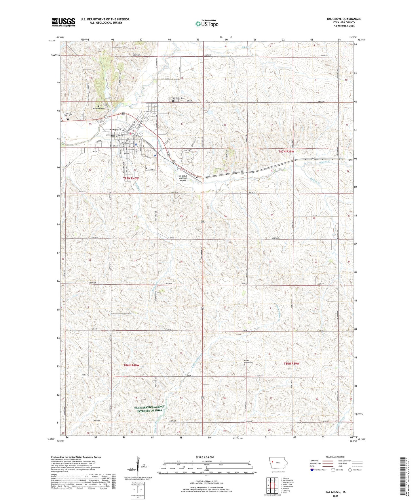 Ida Grove Iowa US Topo Map Image