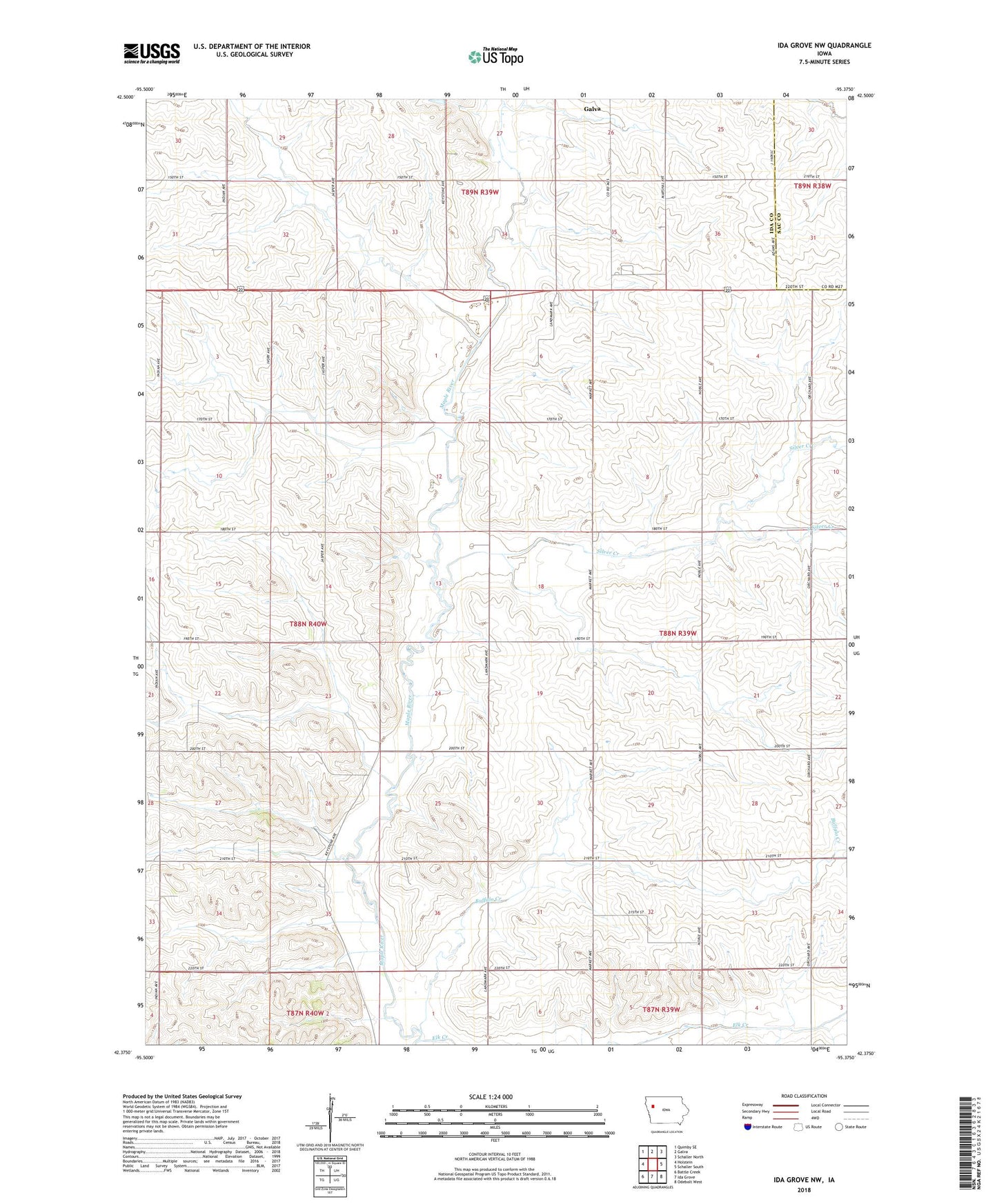 Ida Grove NW Iowa US Topo Map Image