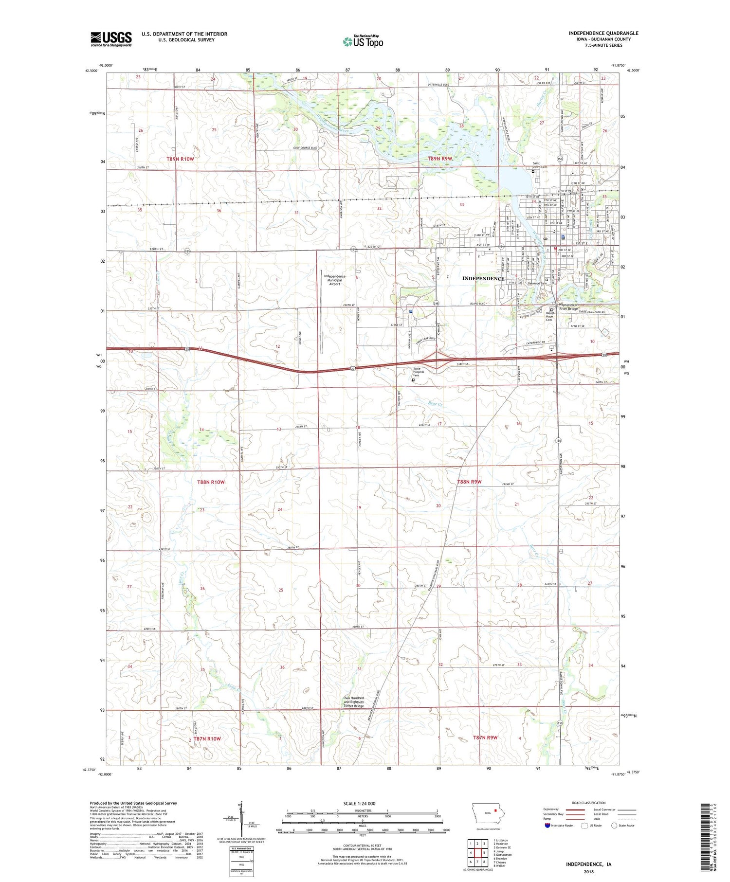 Independence Iowa US Topo Map Image