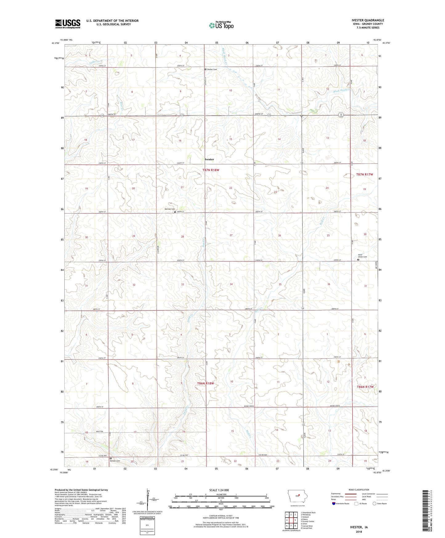 Ivester Iowa US Topo Map Image