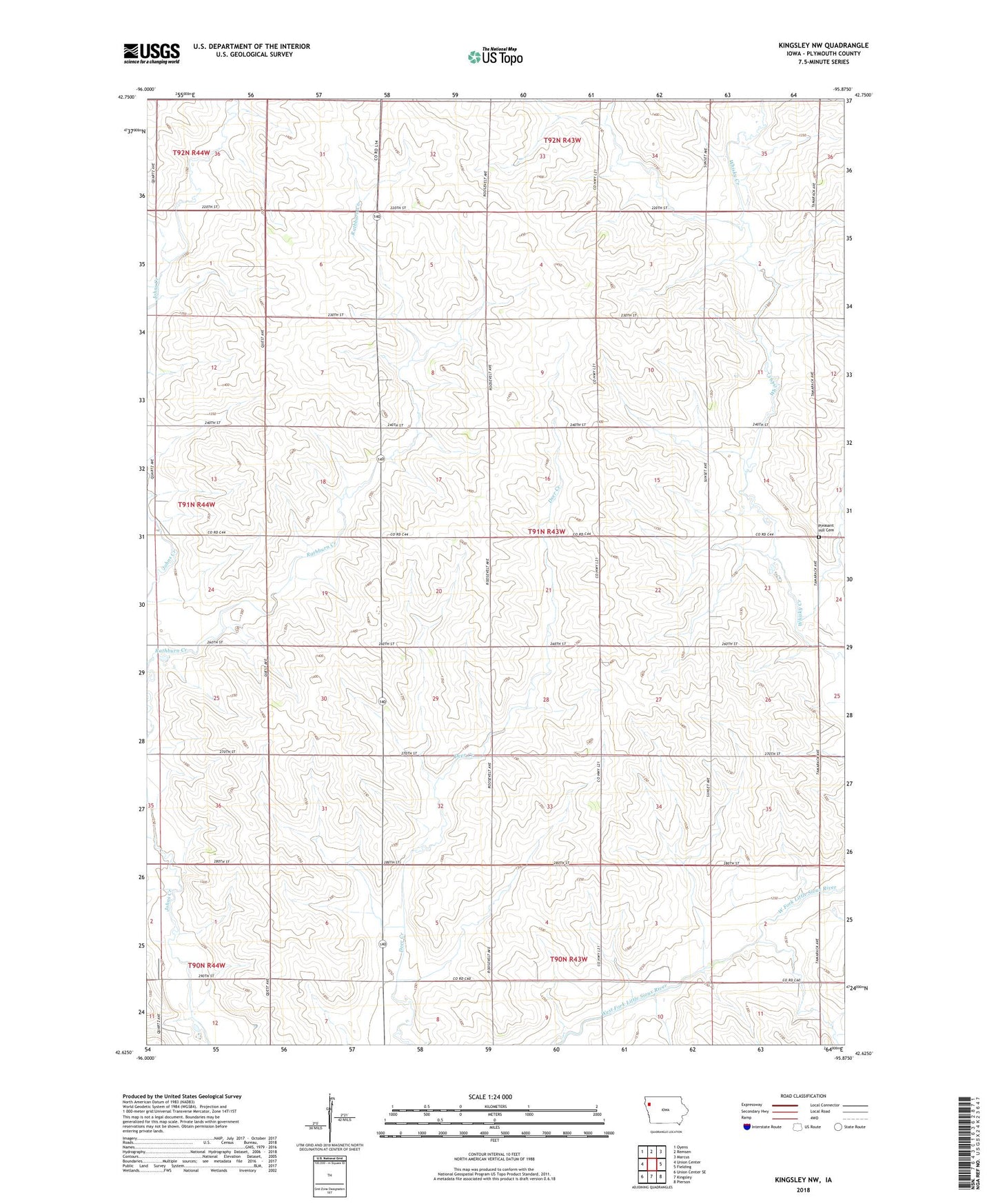 Kingsley NW Iowa US Topo Map Image
