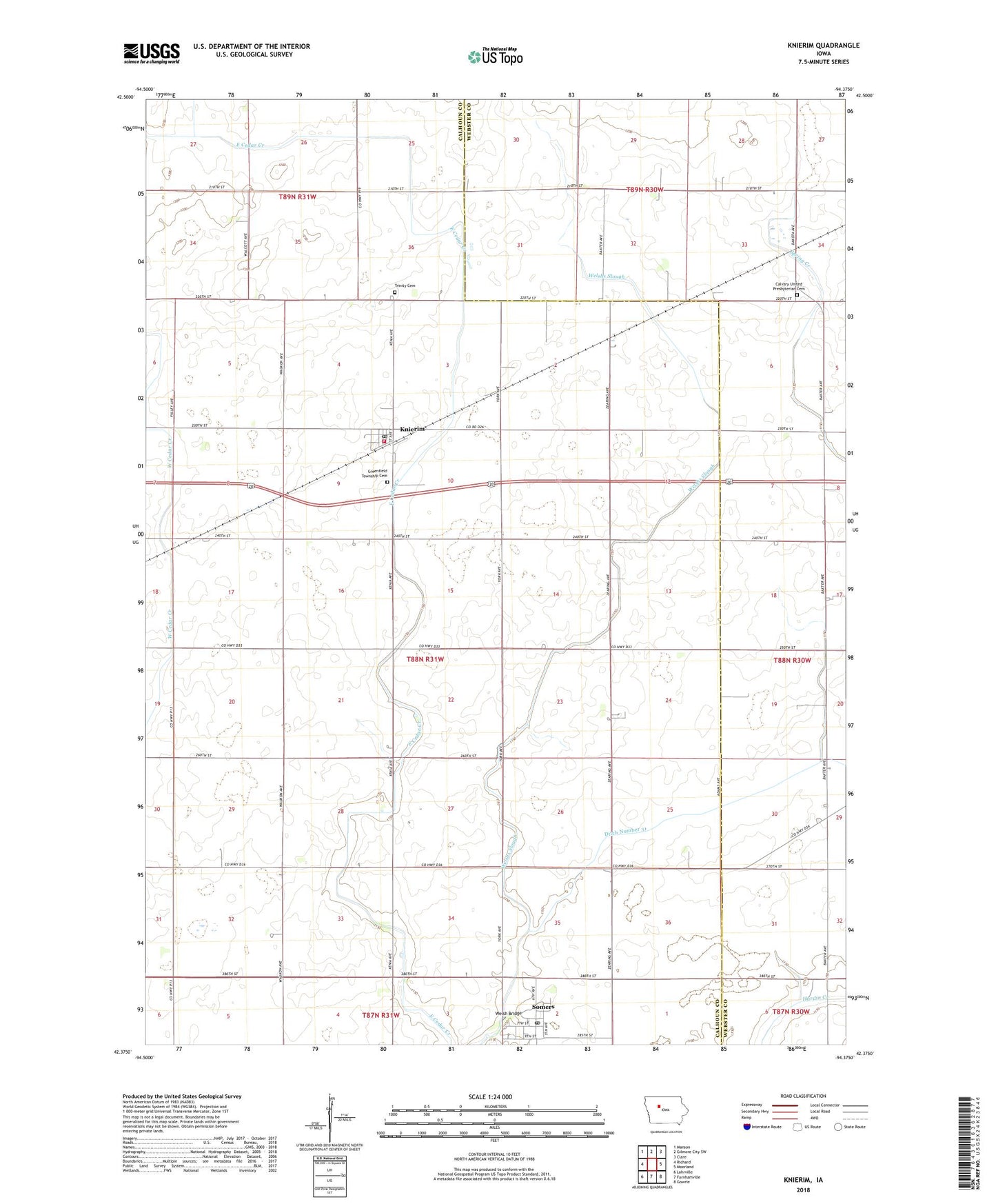 Knierim Iowa US Topo Map Image