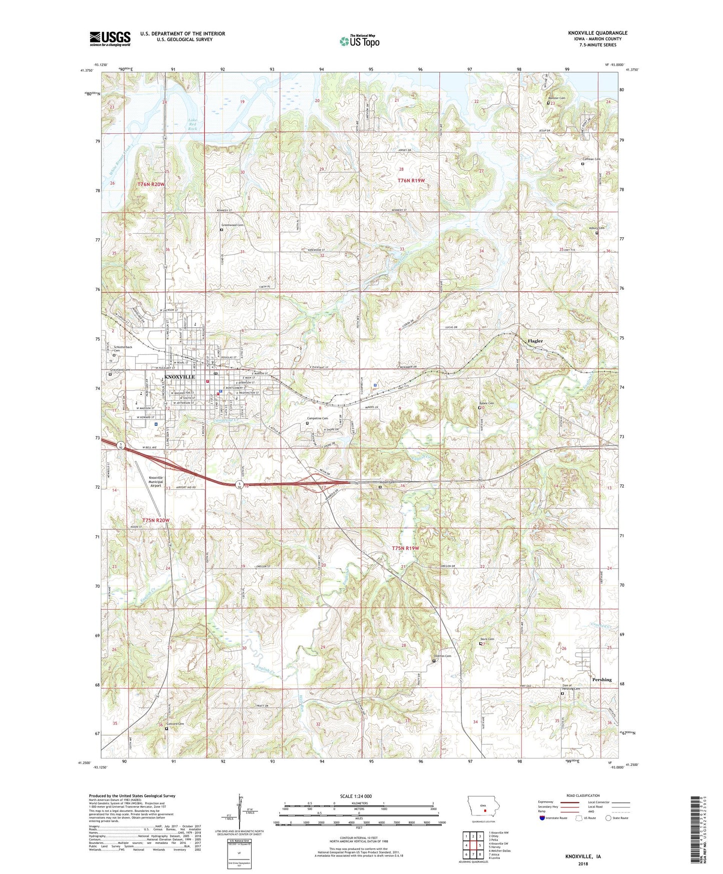 Knoxville Iowa US Topo Map Image