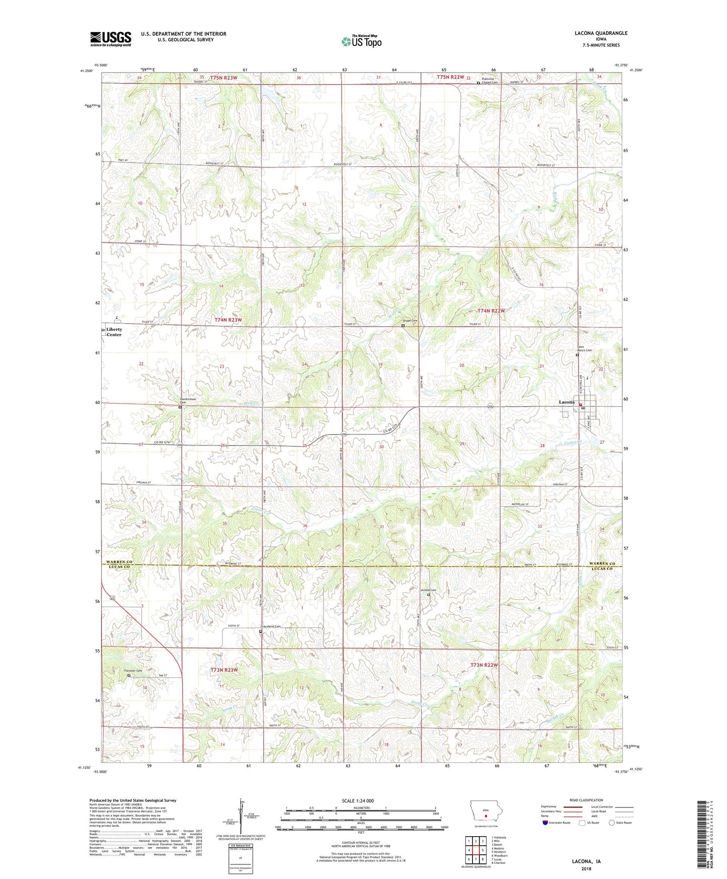 Lacona Iowa US Topo Map Image