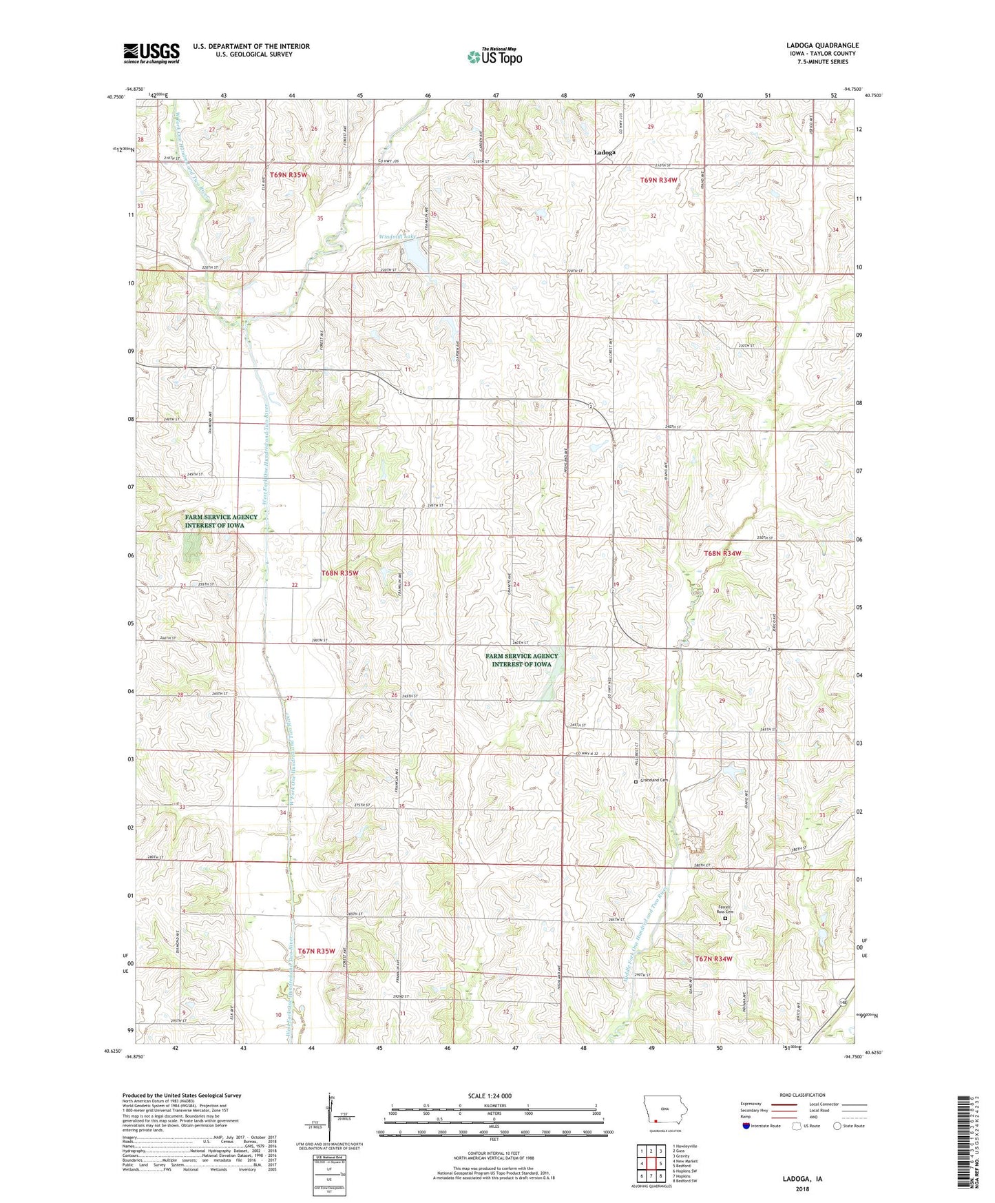 Ladoga Iowa US Topo Map Image
