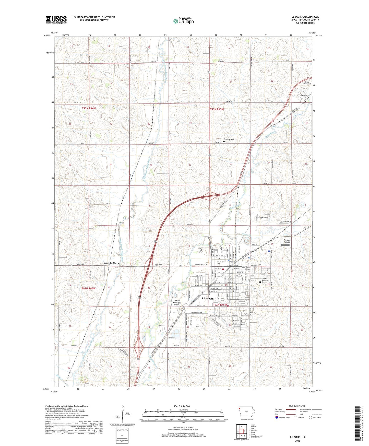 Le Mars Iowa US Topo Map Image