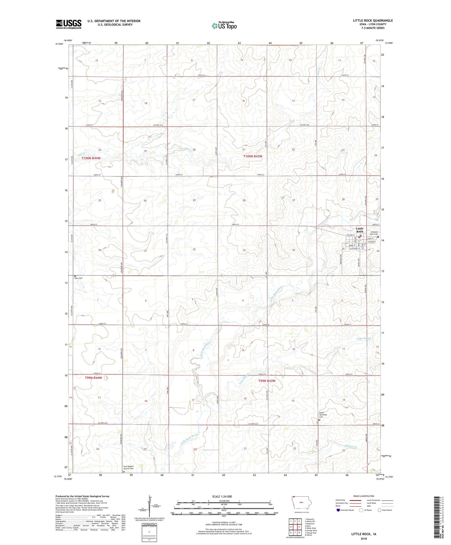 Little Rock Iowa US Topo Map Image