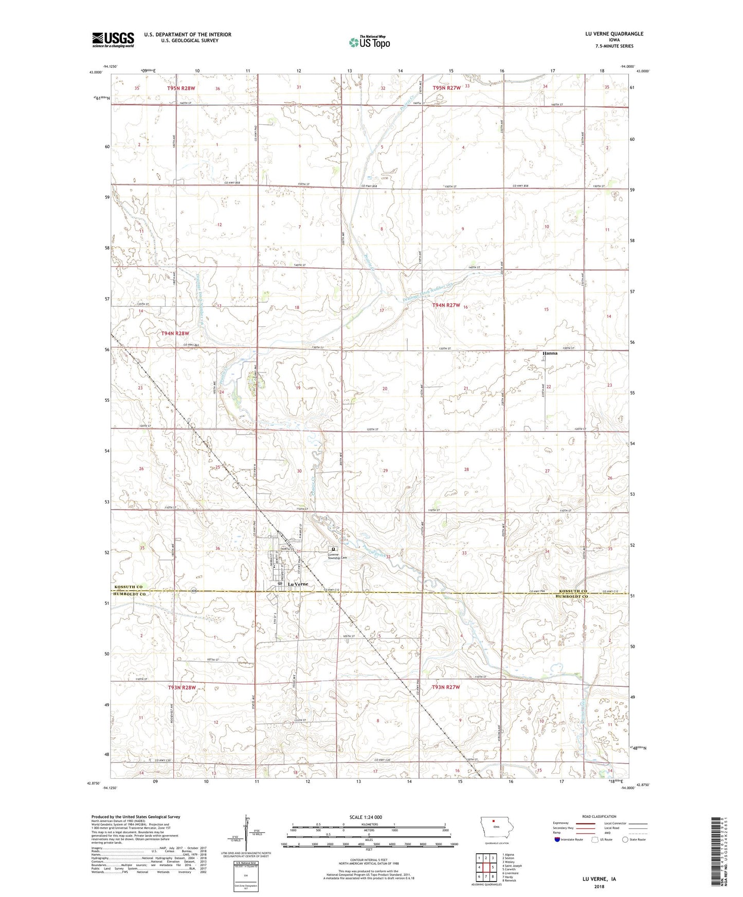 Lu Verne Iowa US Topo Map Image