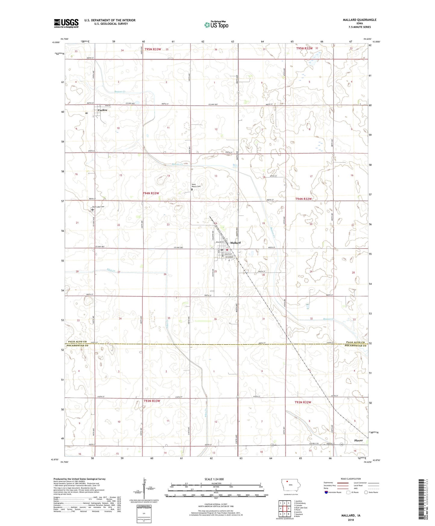 Mallard Iowa US Topo Map Image