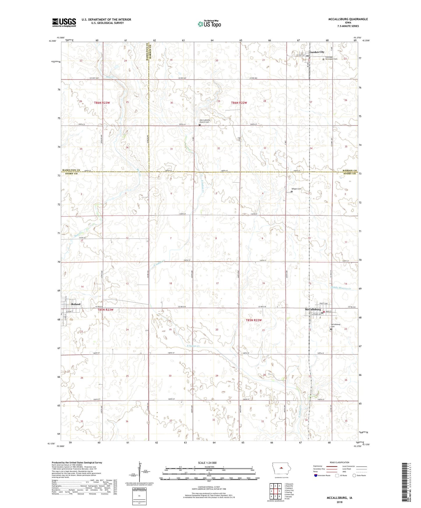 McCallsburg Iowa US Topo Map Image