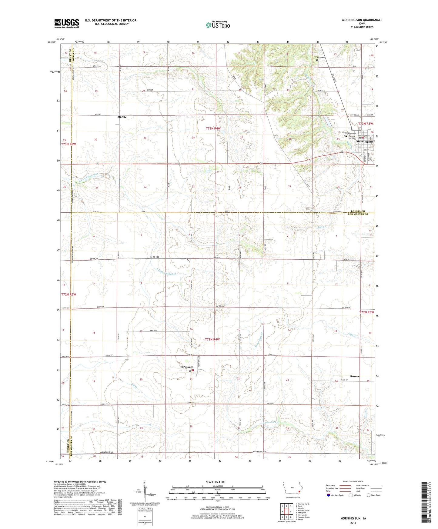 Morning Sun Iowa US Topo Map Image