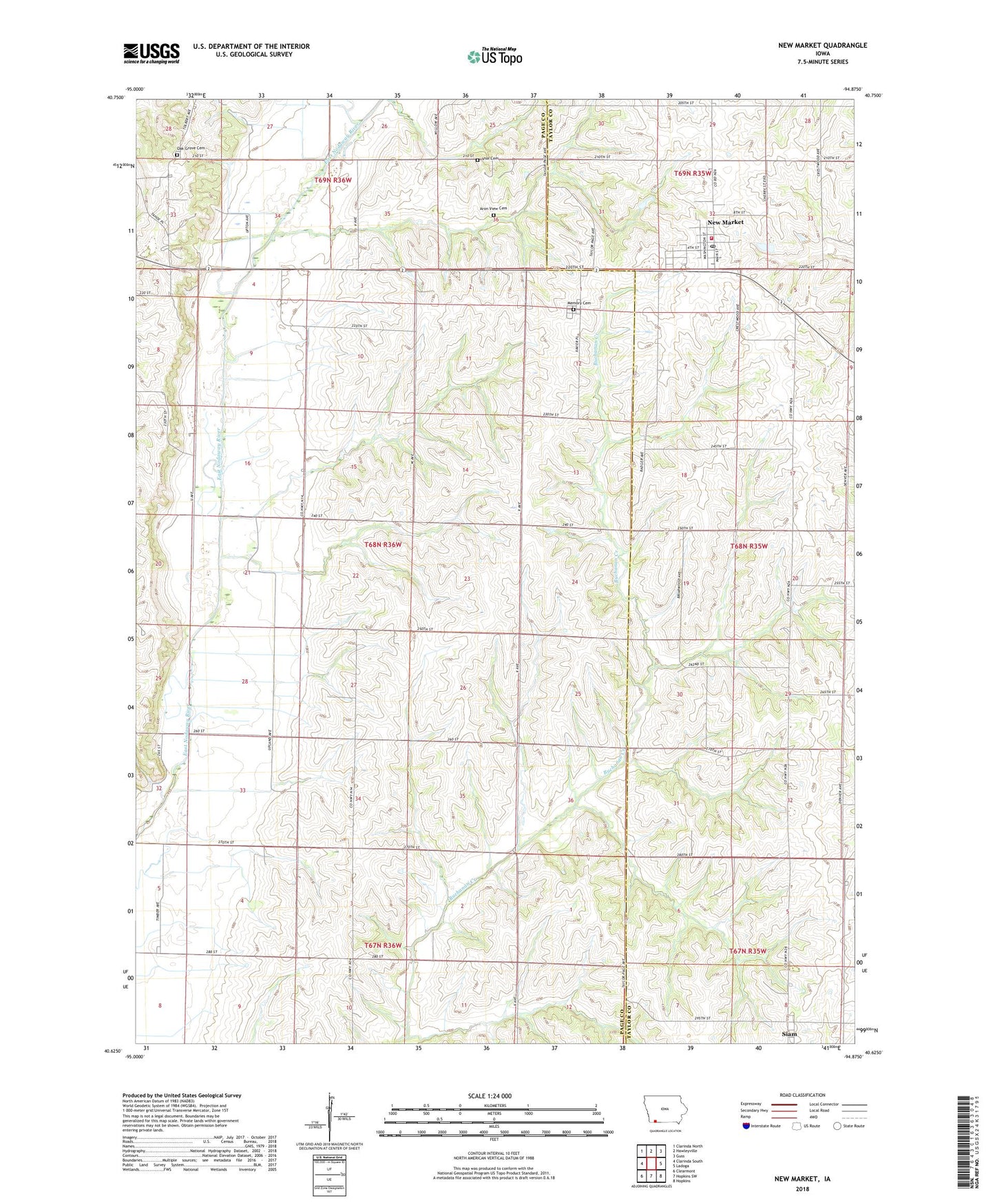 New Market Iowa US Topo Map Image