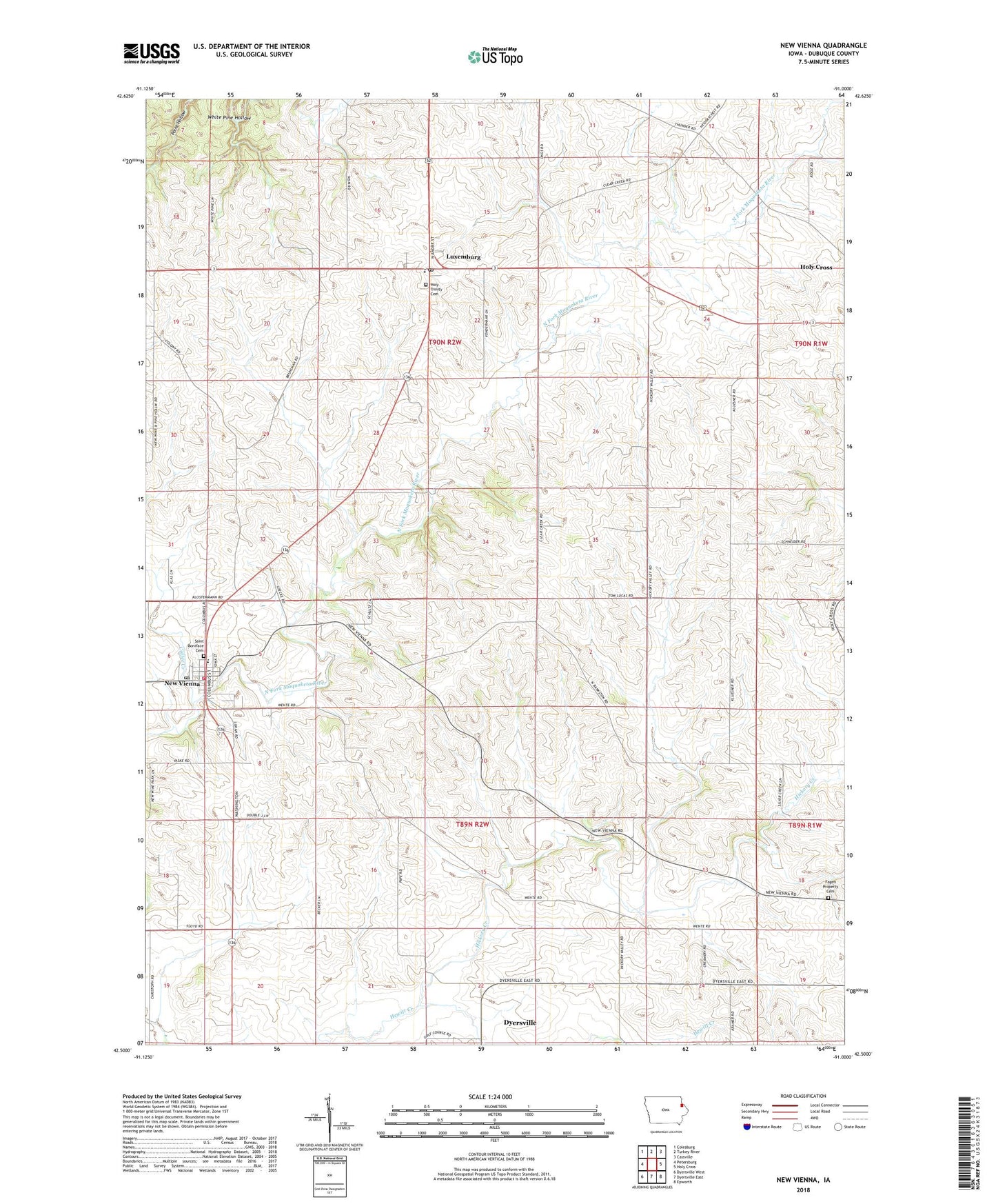 New Vienna Iowa US Topo Map Image