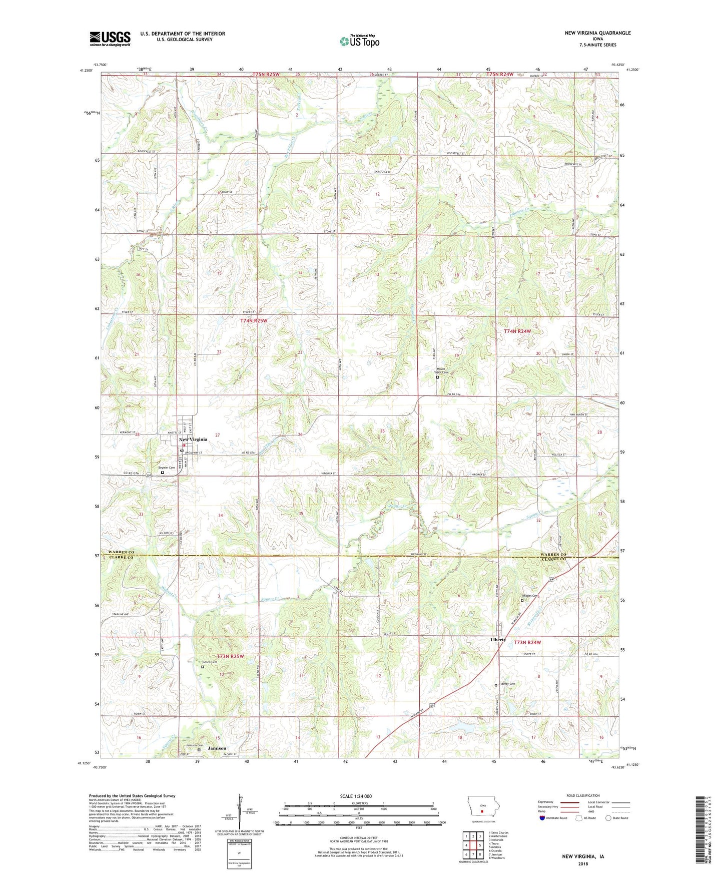 New Virginia Iowa US Topo Map Image