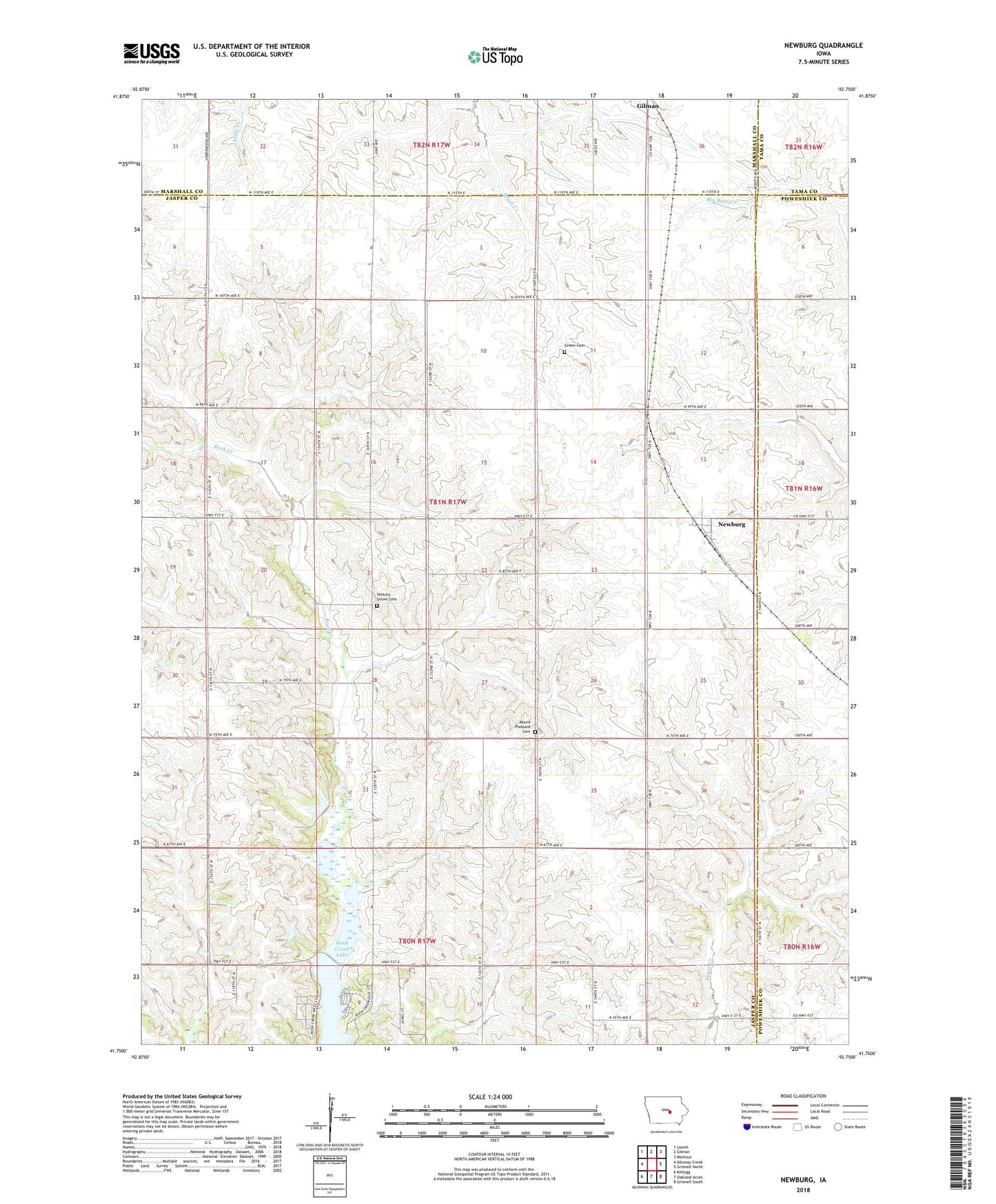 Newburg Iowa US Topo Map Image
