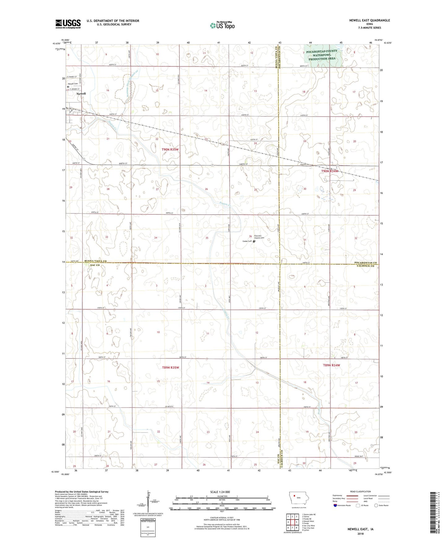 Newell East Iowa US Topo Map Image