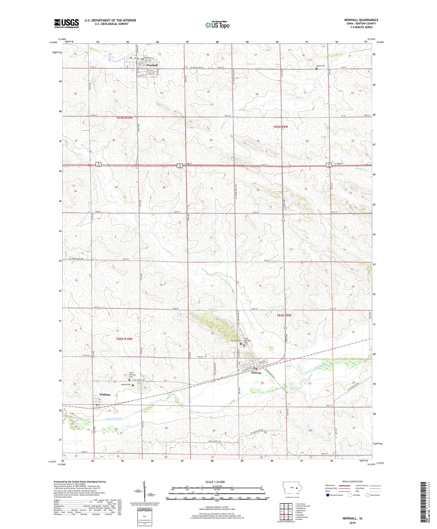 Newhall Iowa US Topo Map Image