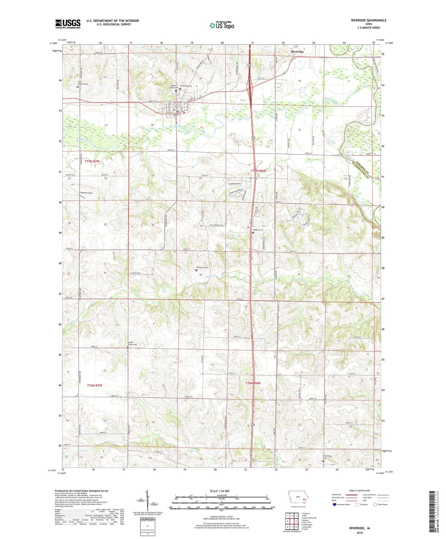 Riverside Iowa US Topo Map Image