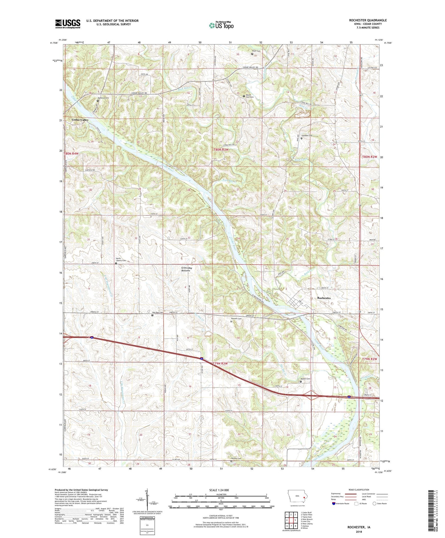 Rochester Iowa US Topo Map Image