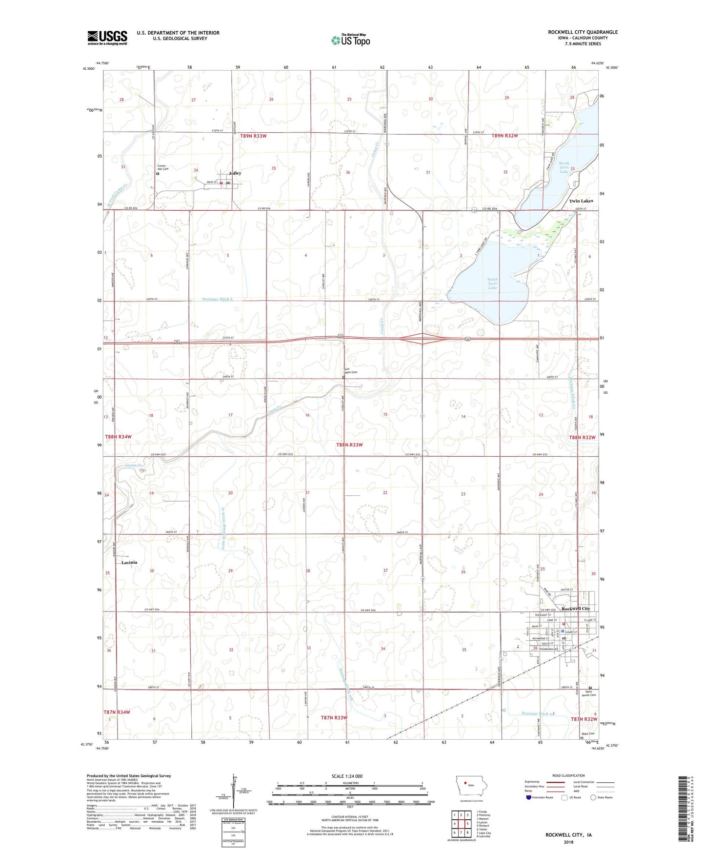 Rockwell City Iowa US Topo Map Image