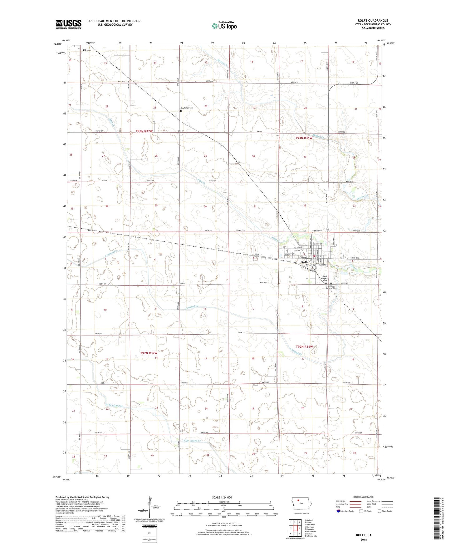 Rolfe Iowa US Topo Map Image