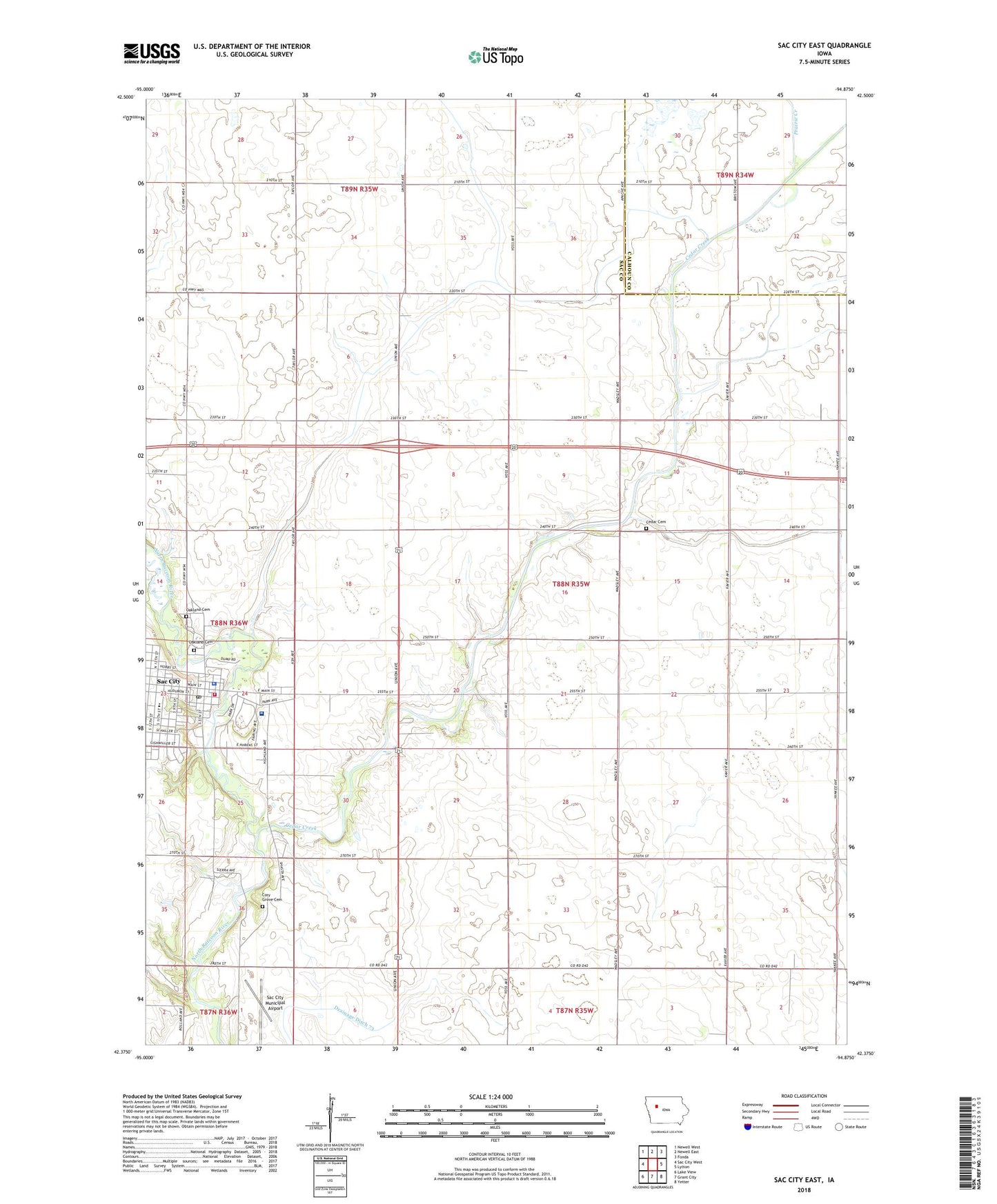 Sac City East Iowa US Topo Map Image