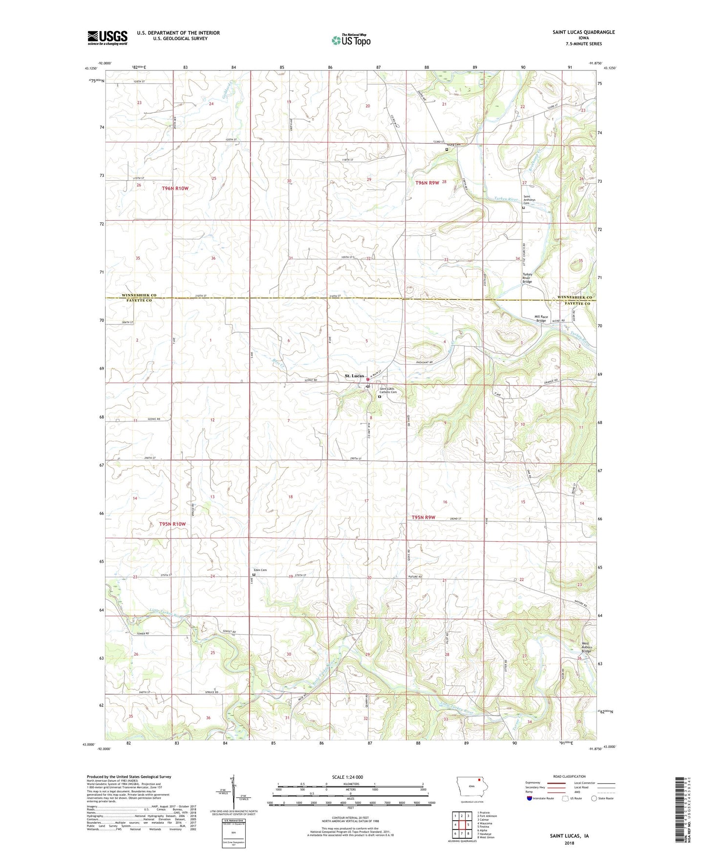 Saint Lucas Iowa US Topo Map Image