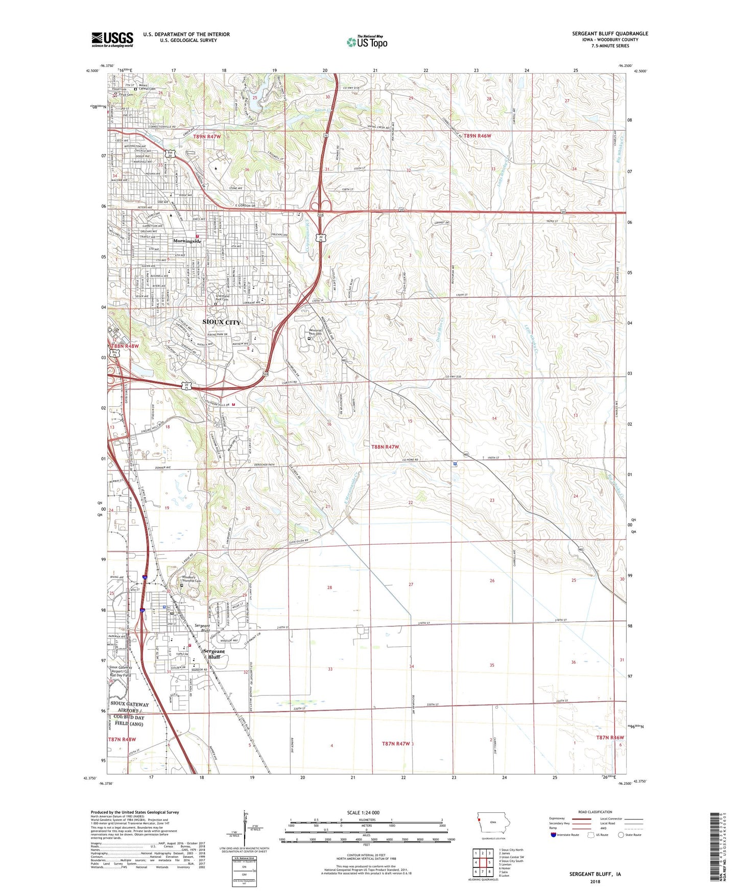 Sergeant Bluff Iowa US Topo Map Image